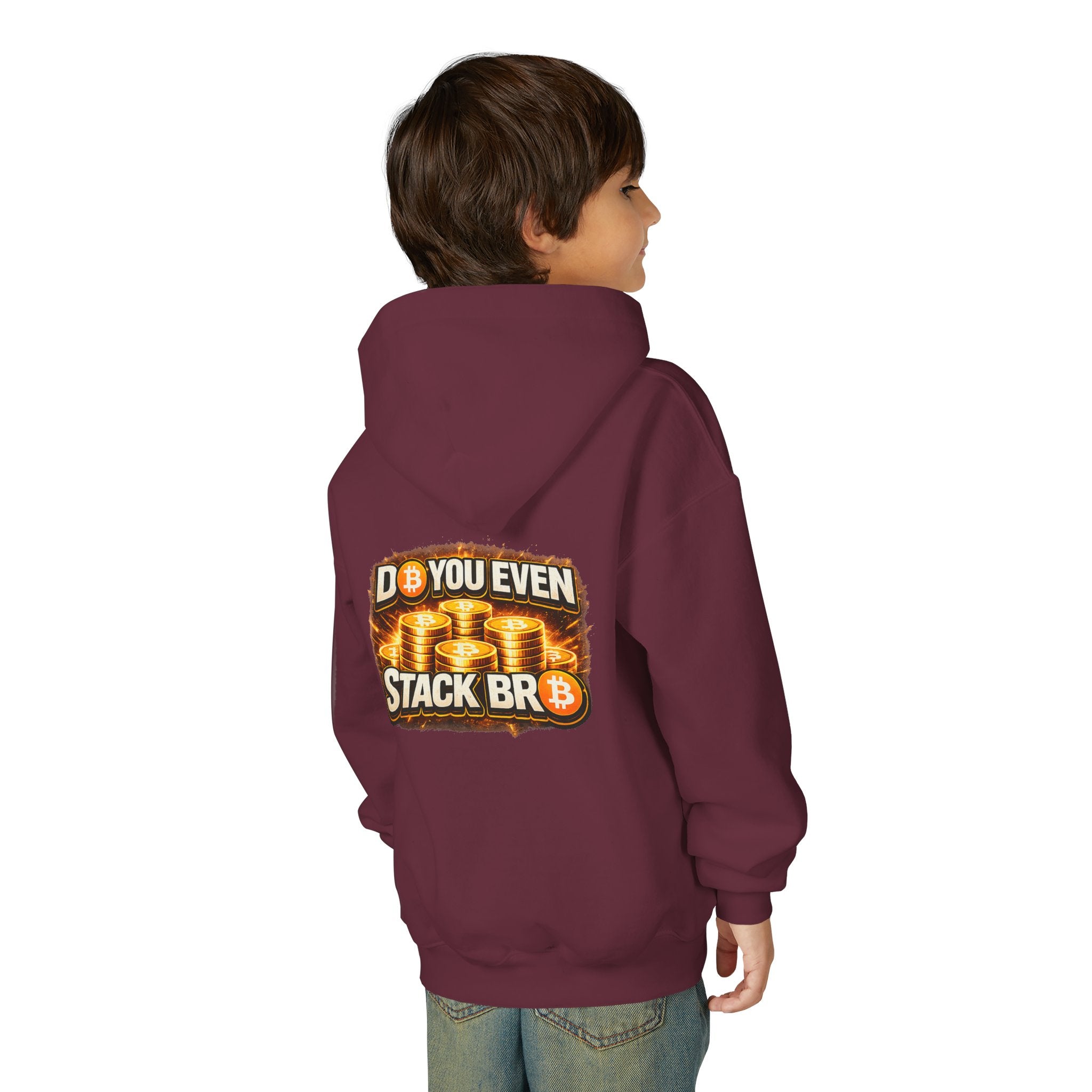 Bitcoin Logo Double Sided Youth Heavy Blend Hooded Sweatshirt