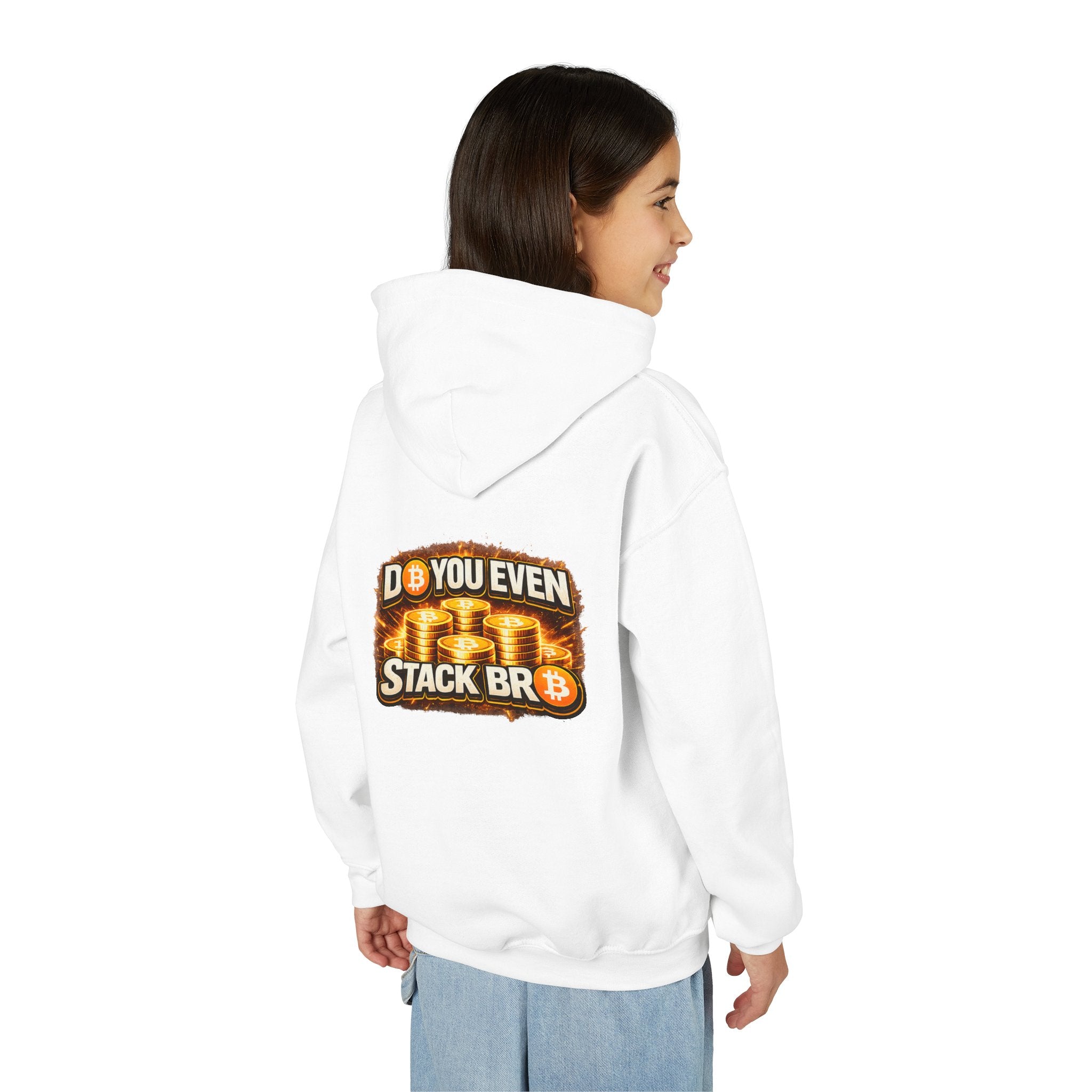 Bitcoin Logo Double Sided Youth Heavy Blend Hooded Sweatshirt