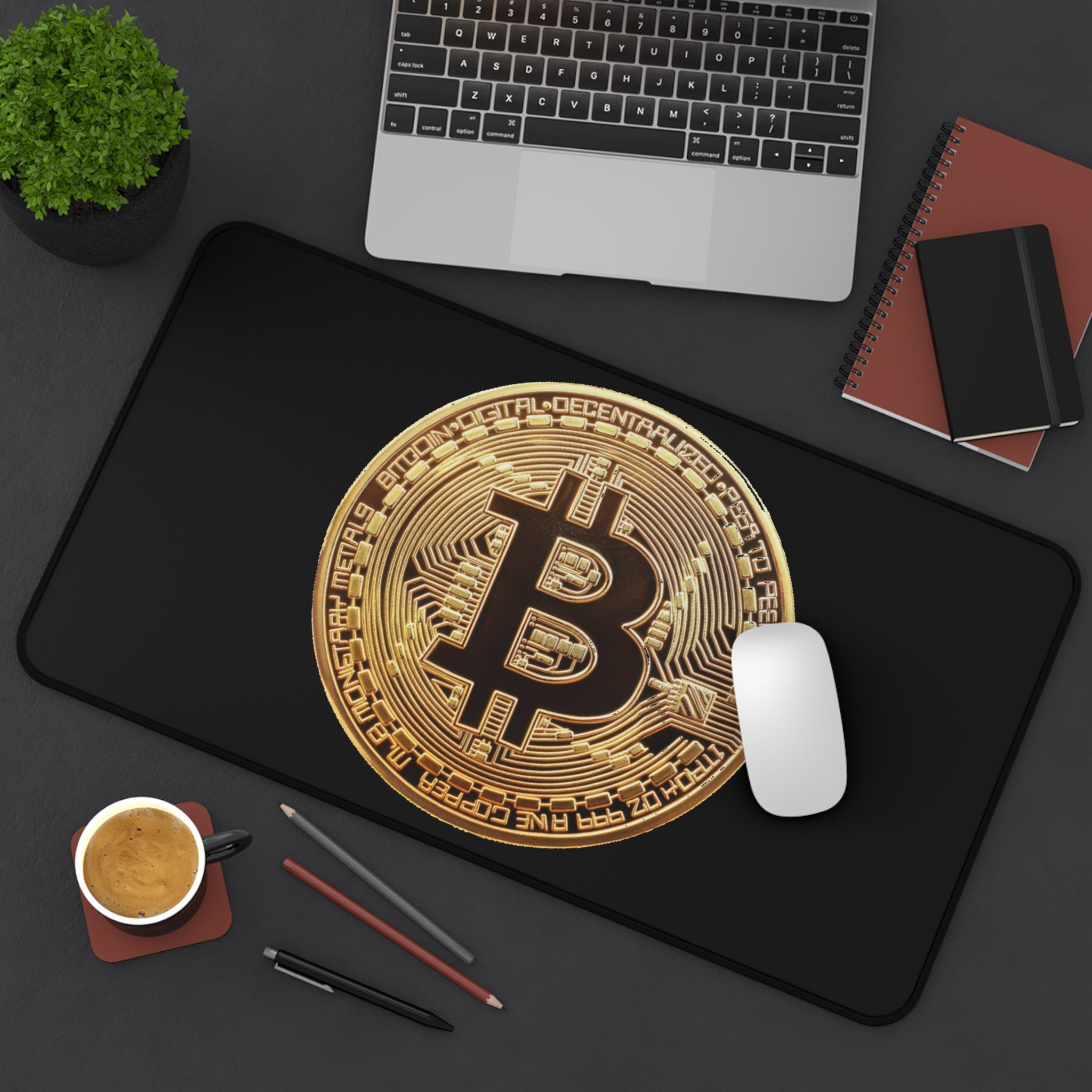 Bitcoin Black Desk Mat