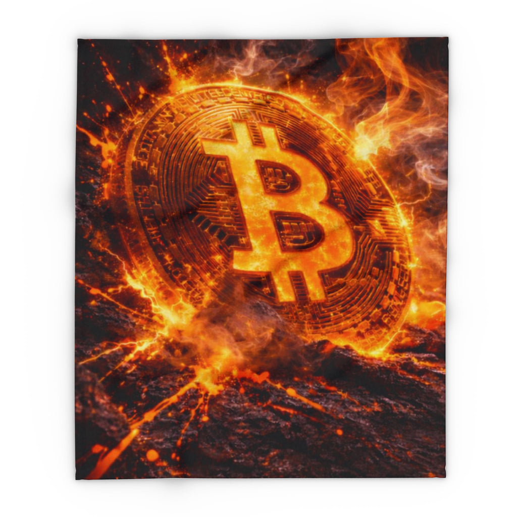 Flaming Bitcoin Arctic Fleece Blanket
