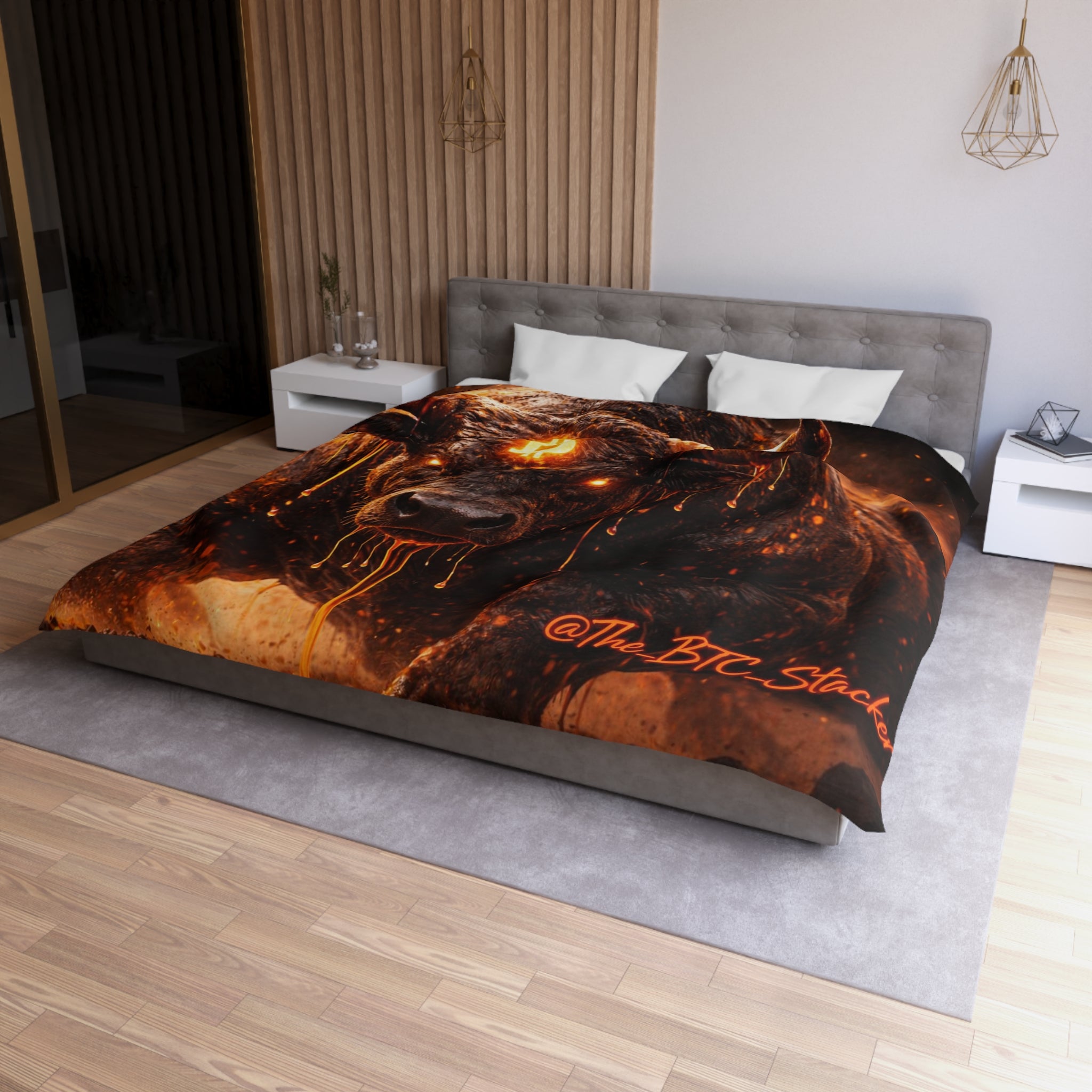 Bitcoin Bull Orange Eyes Microfiber Duvet Cover