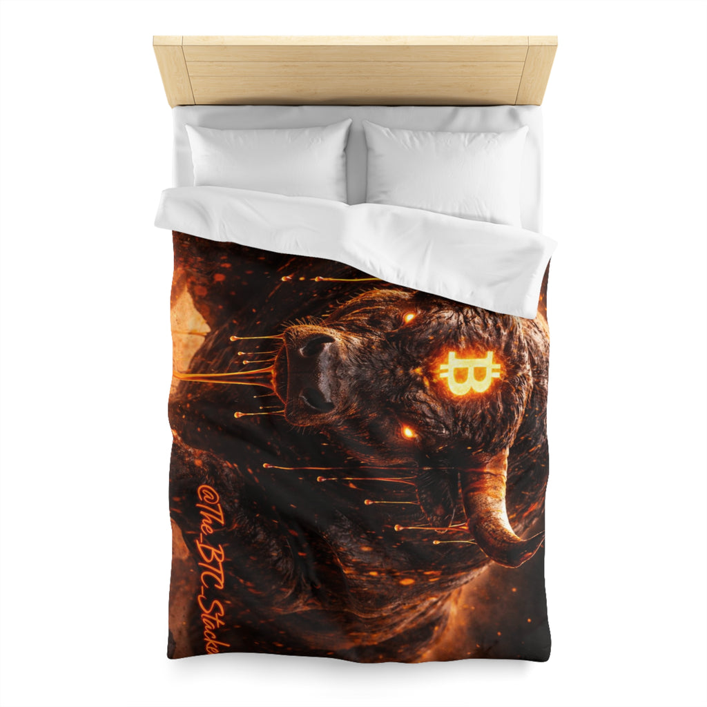 Bitcoin Bull Orange Eyes Microfiber Duvet Cover