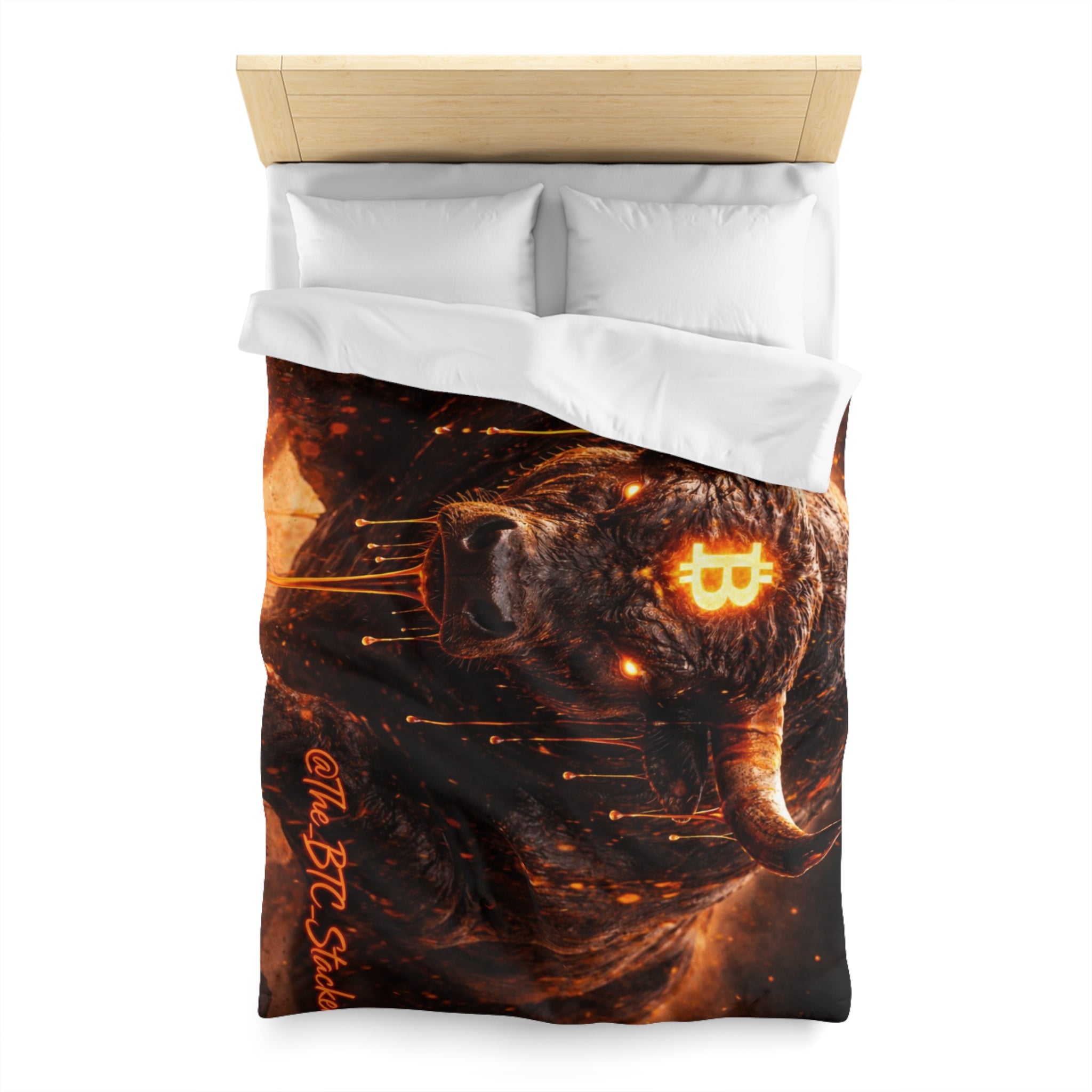 Bitcoin Bull Orange Eyes Microfiber Duvet Cover