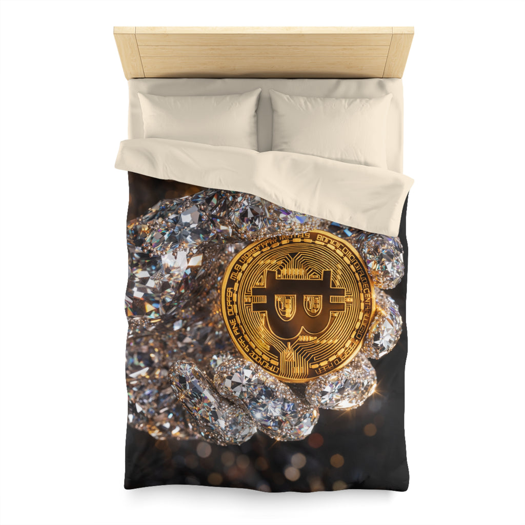 Diamond Hand Bitcoin Microfiber Duvet Cover