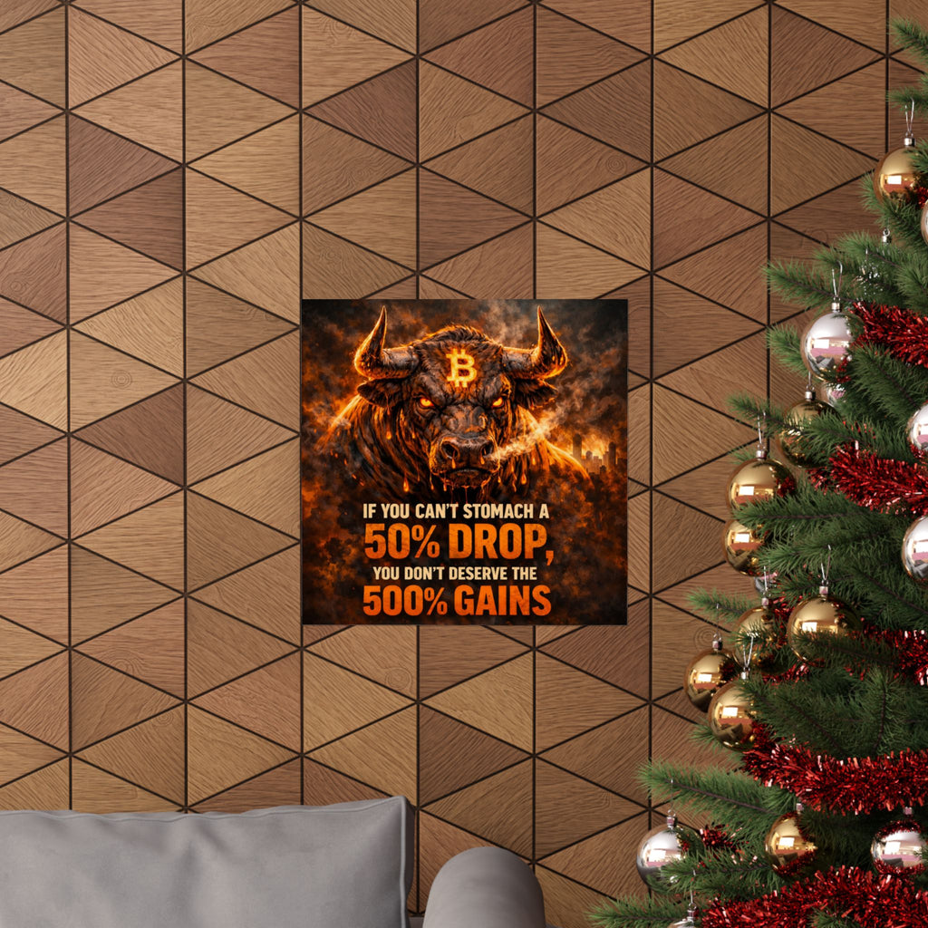 Bitcoin Bull Gains Matte Vertical Posters