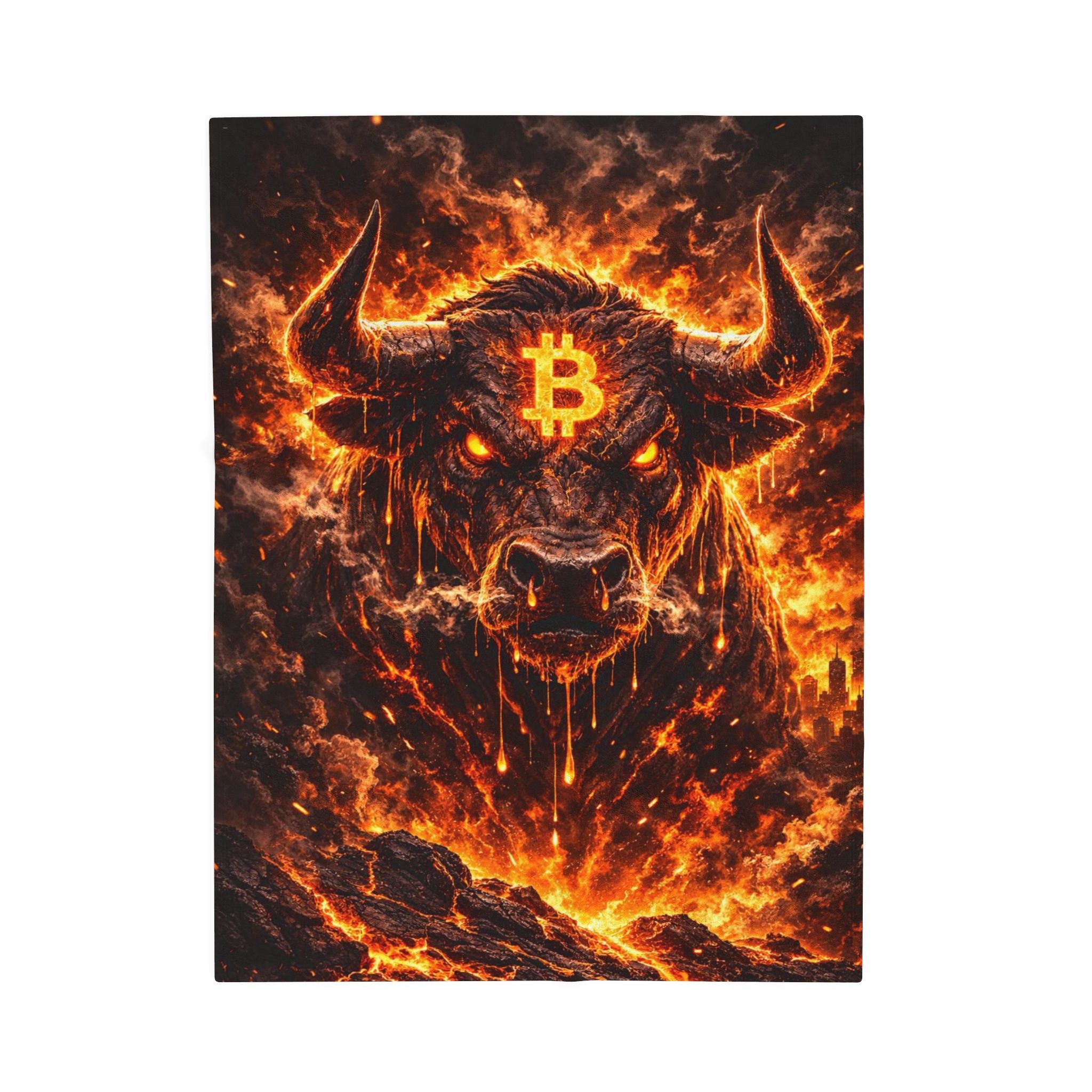 Bitcoin Bull Full Art Velveteen Plush Blanket