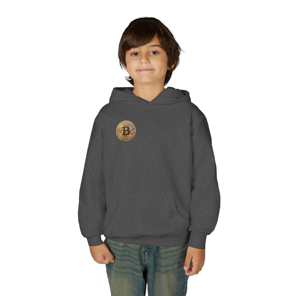 Bitcoin Logo Double Sided Youth Heavy Blend Hooded Sweatshirt
