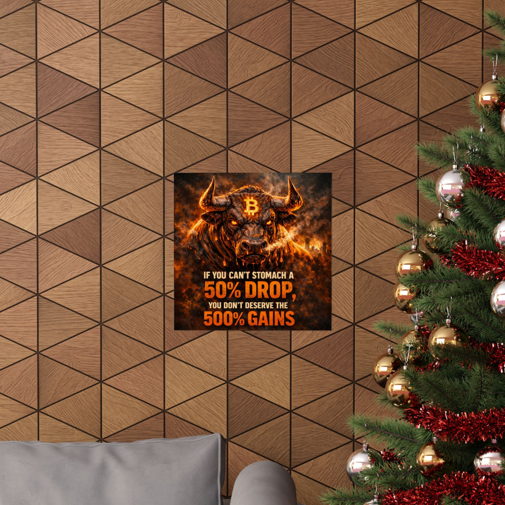 Bitcoin Bull Gains Matte Vertical Posters