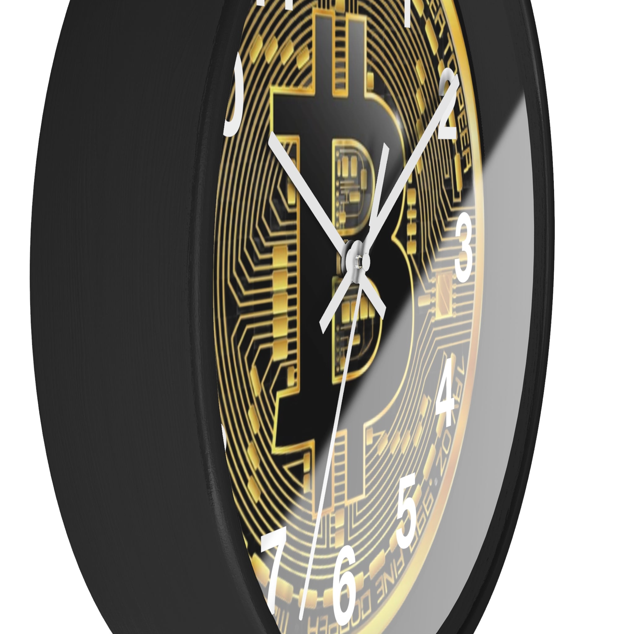 Black Bitcoin Abstract Wall Clock