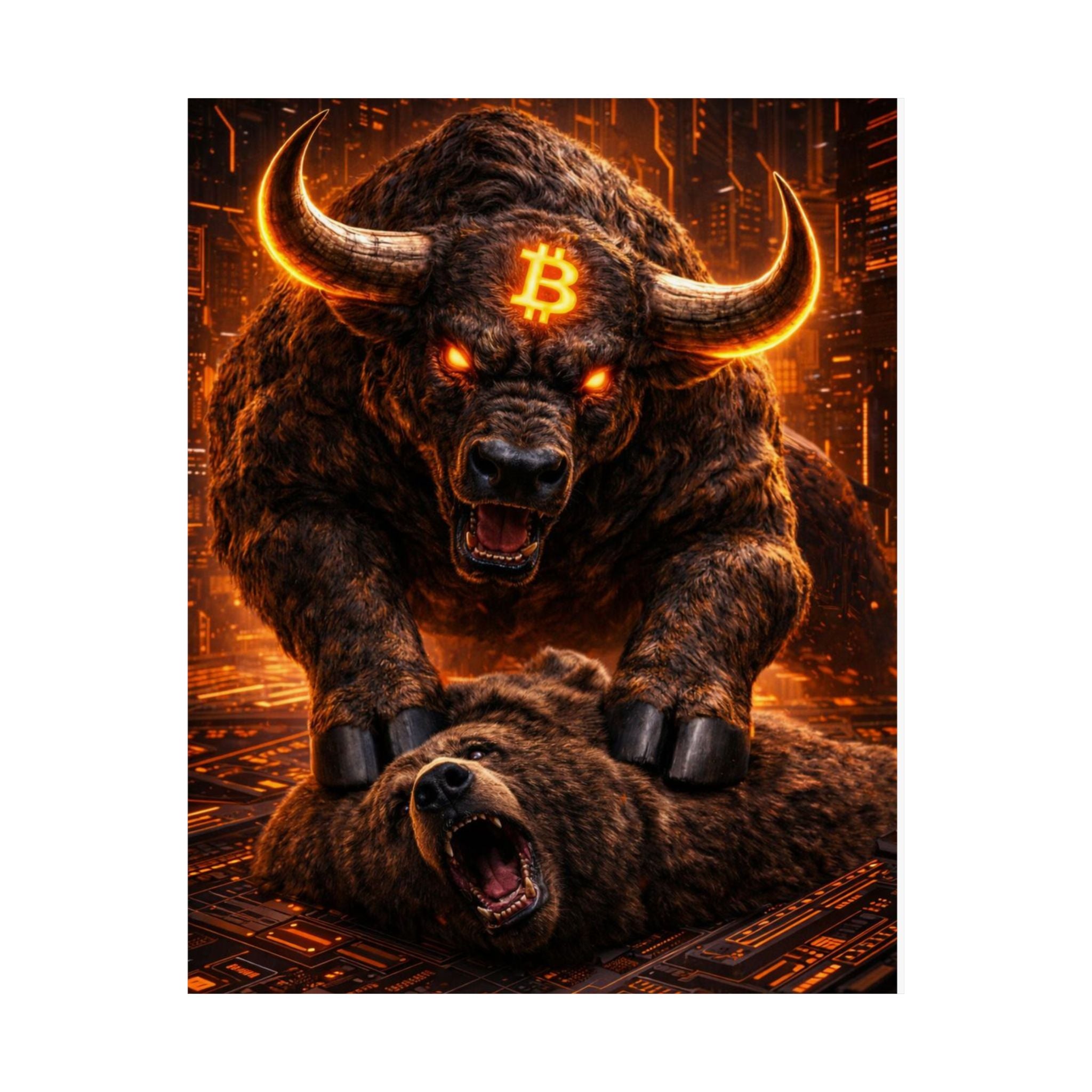 Bulls vs Bears Matte Vertical Posters