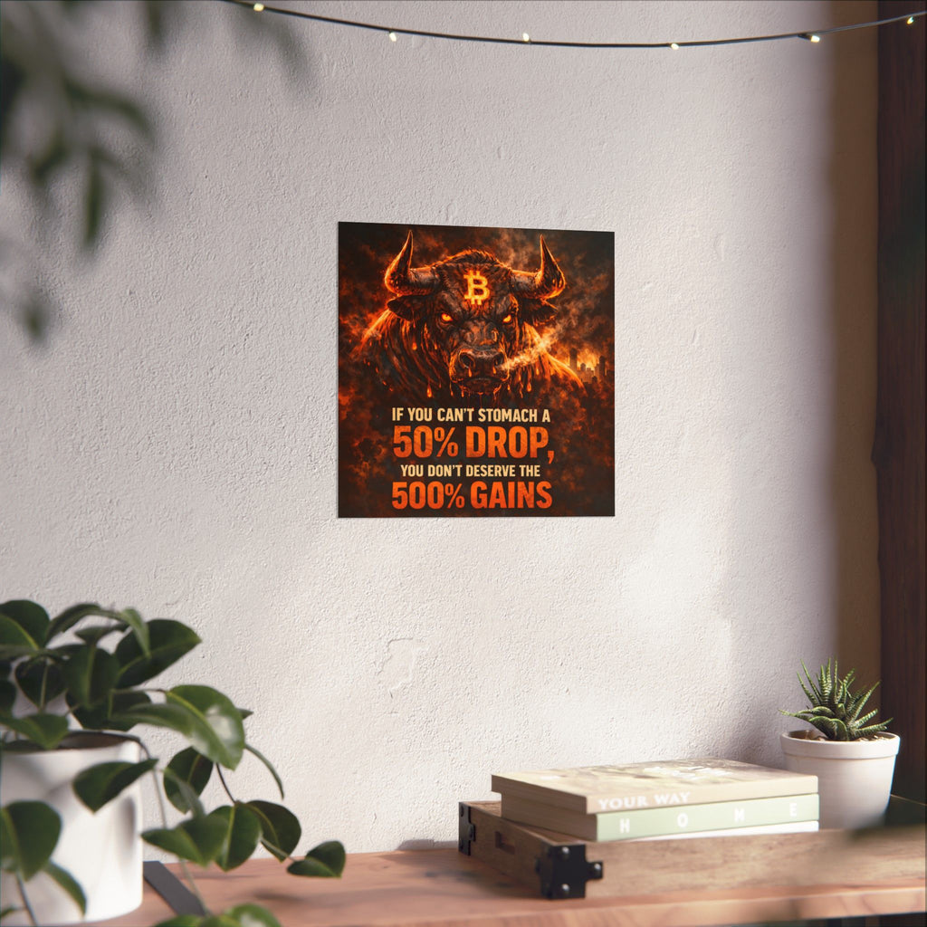 Bitcoin Bull Gains Matte Vertical Posters