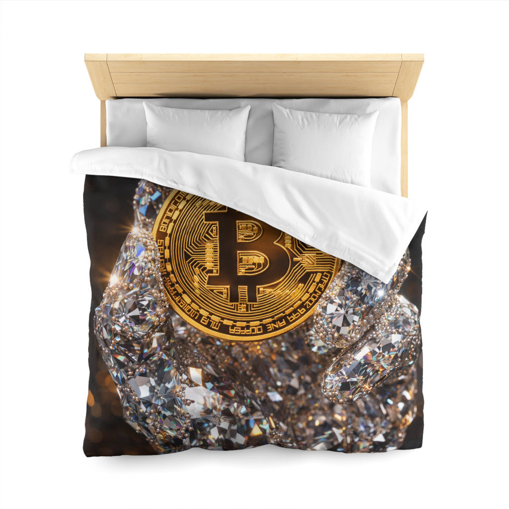 Diamond Hand Bitcoin Microfiber Duvet Cover