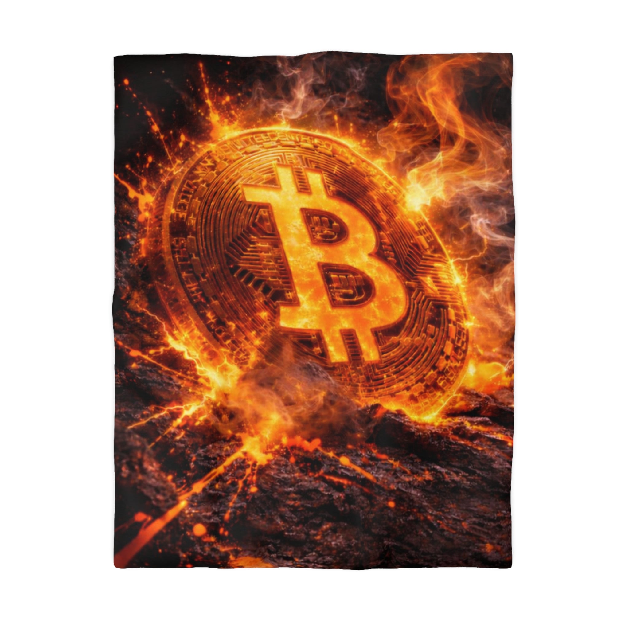 Flaming Bitcoin Microfiber Duvet Cover