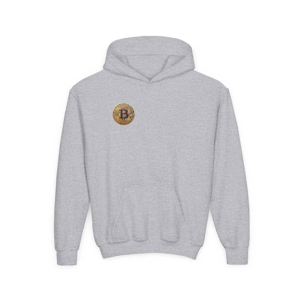 Bitcoin Logo Double Sided Youth Heavy Blend Hooded Sweatshirt