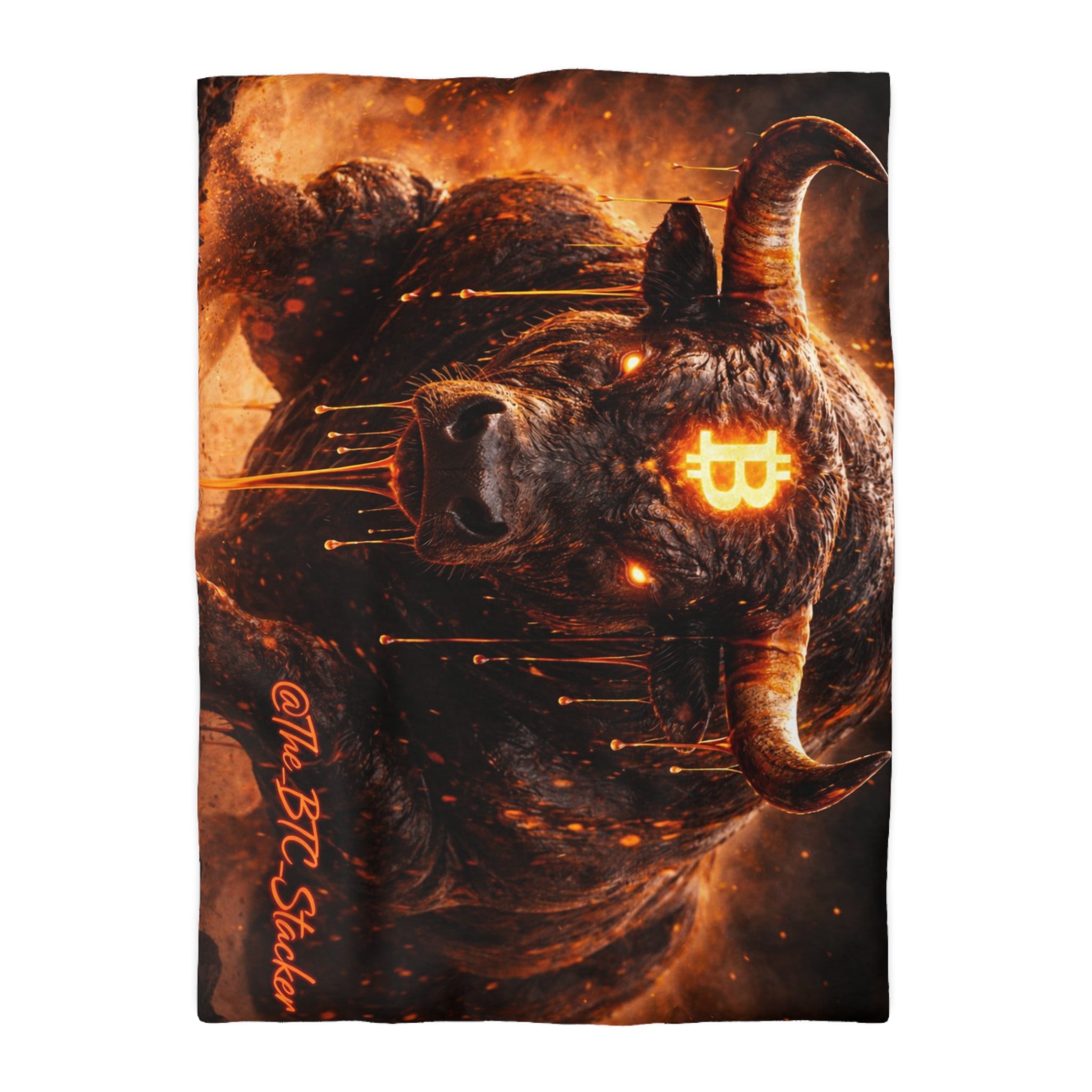 Bitcoin Bull Orange Eyes Microfiber Duvet Cover
