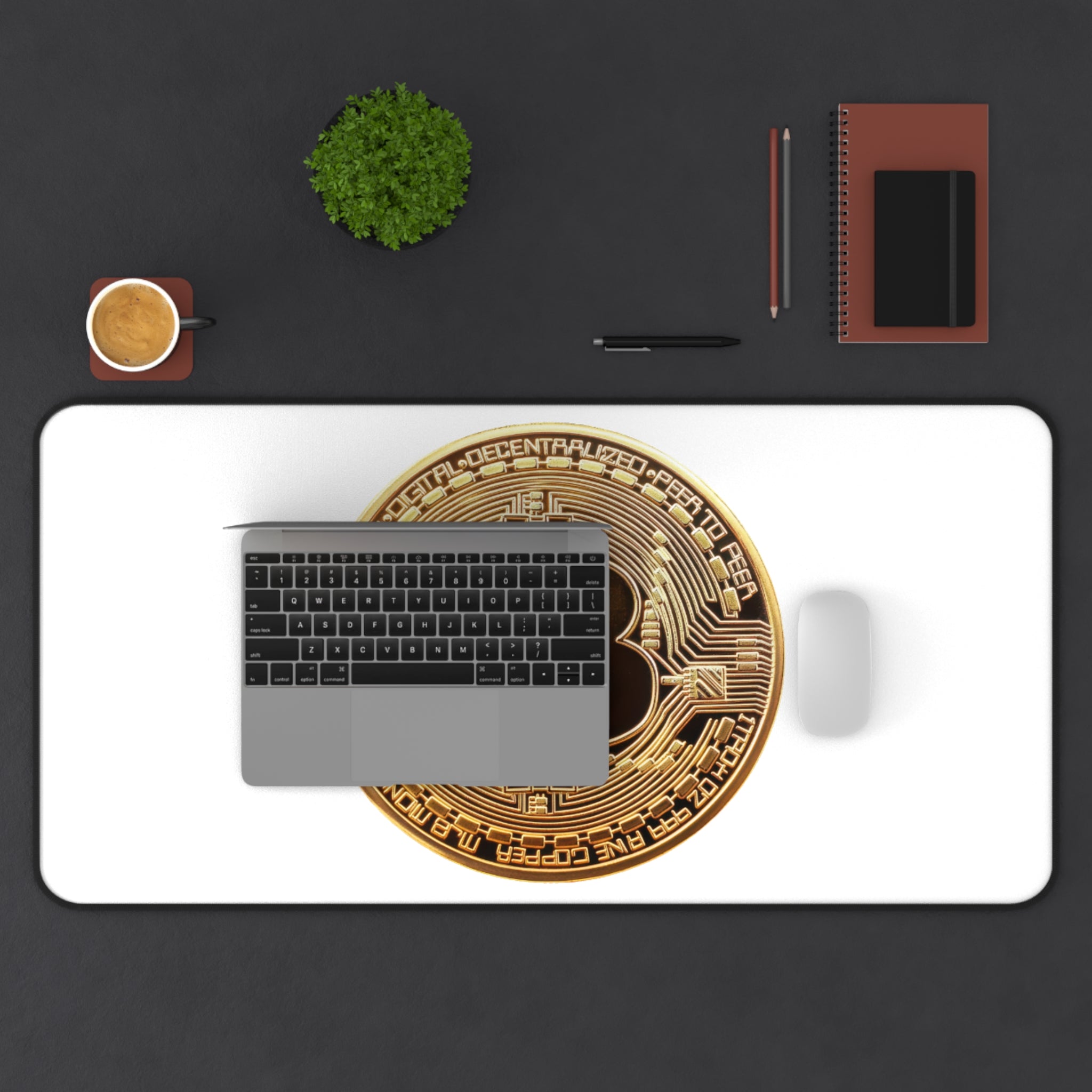 Bitcoin White Desk Mat