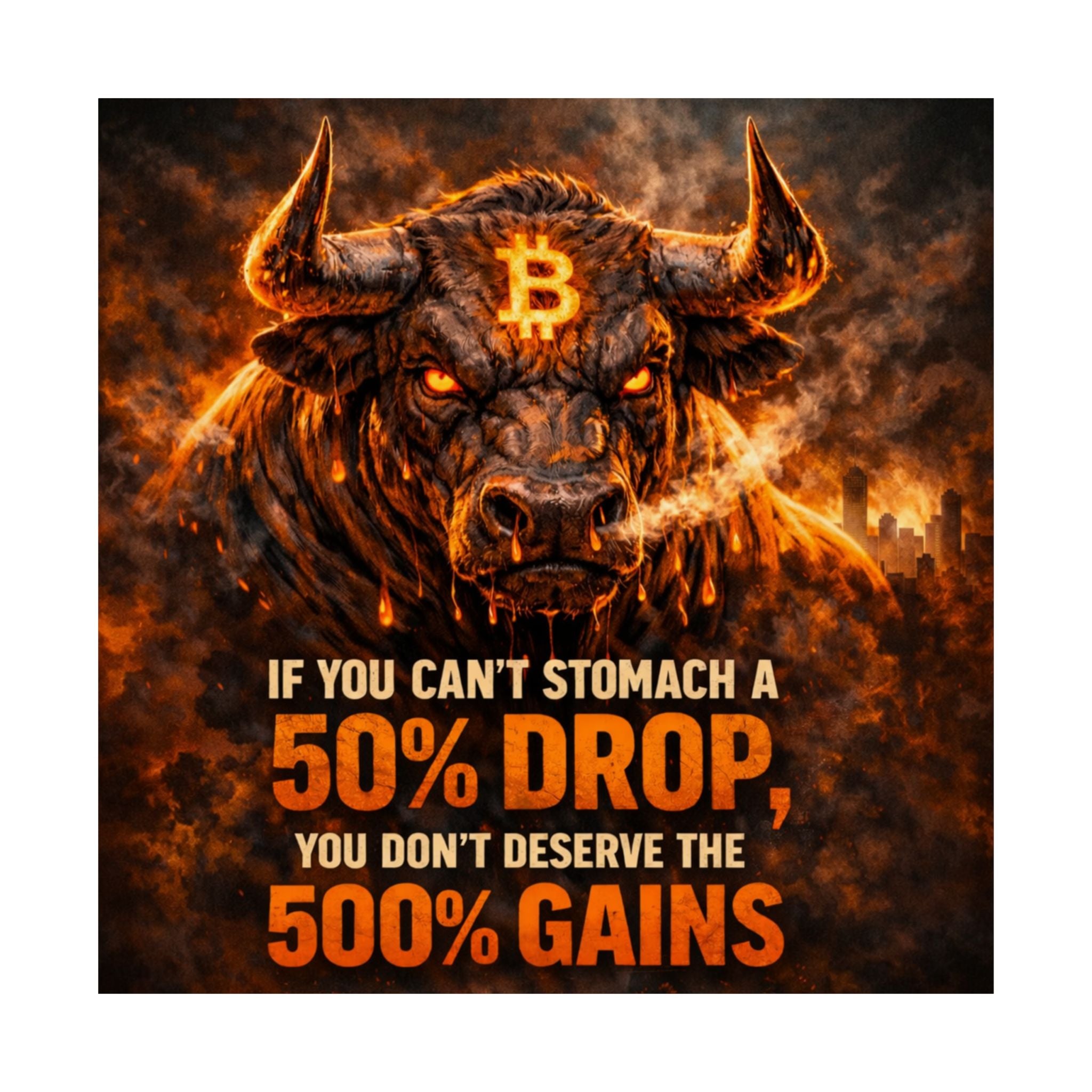 Bitcoin Bull Gains Matte Vertical Posters