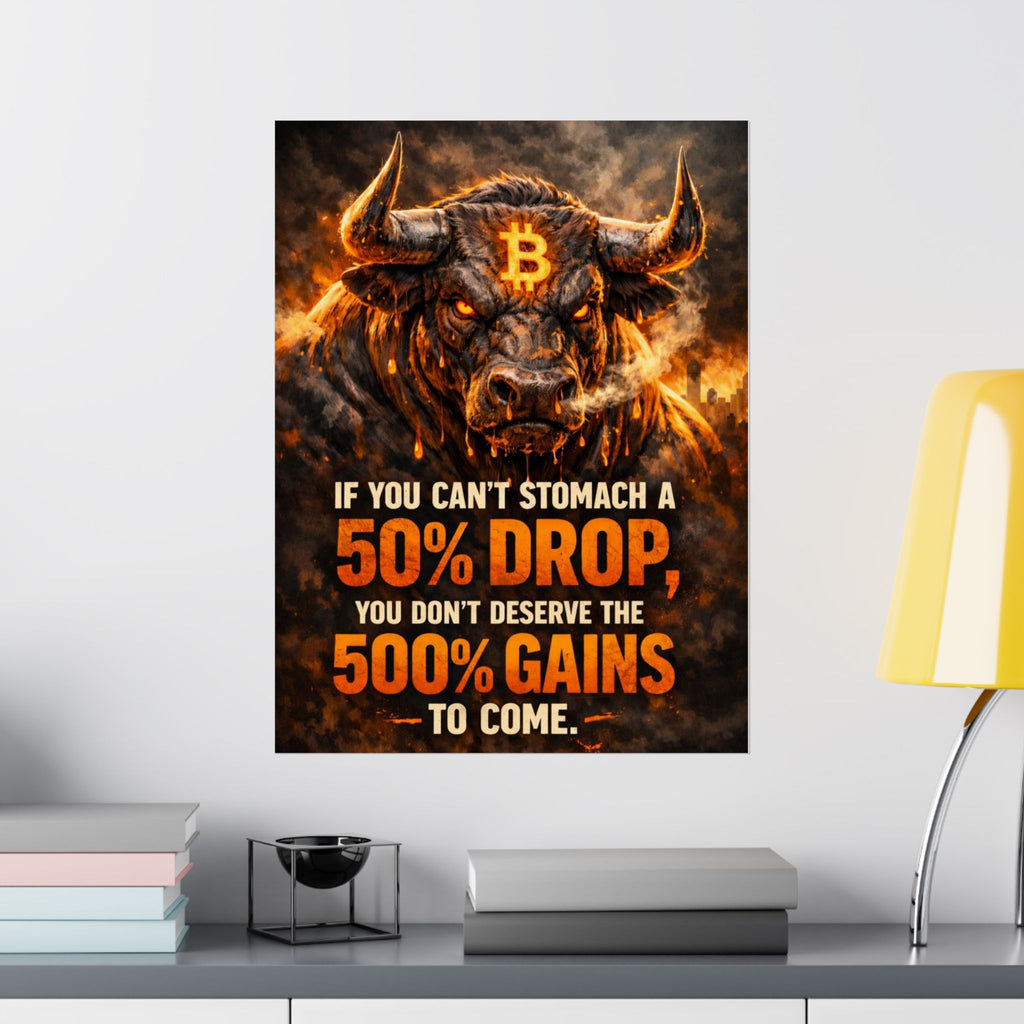 Bitcoin Bull Gains Matte Vertical Posters