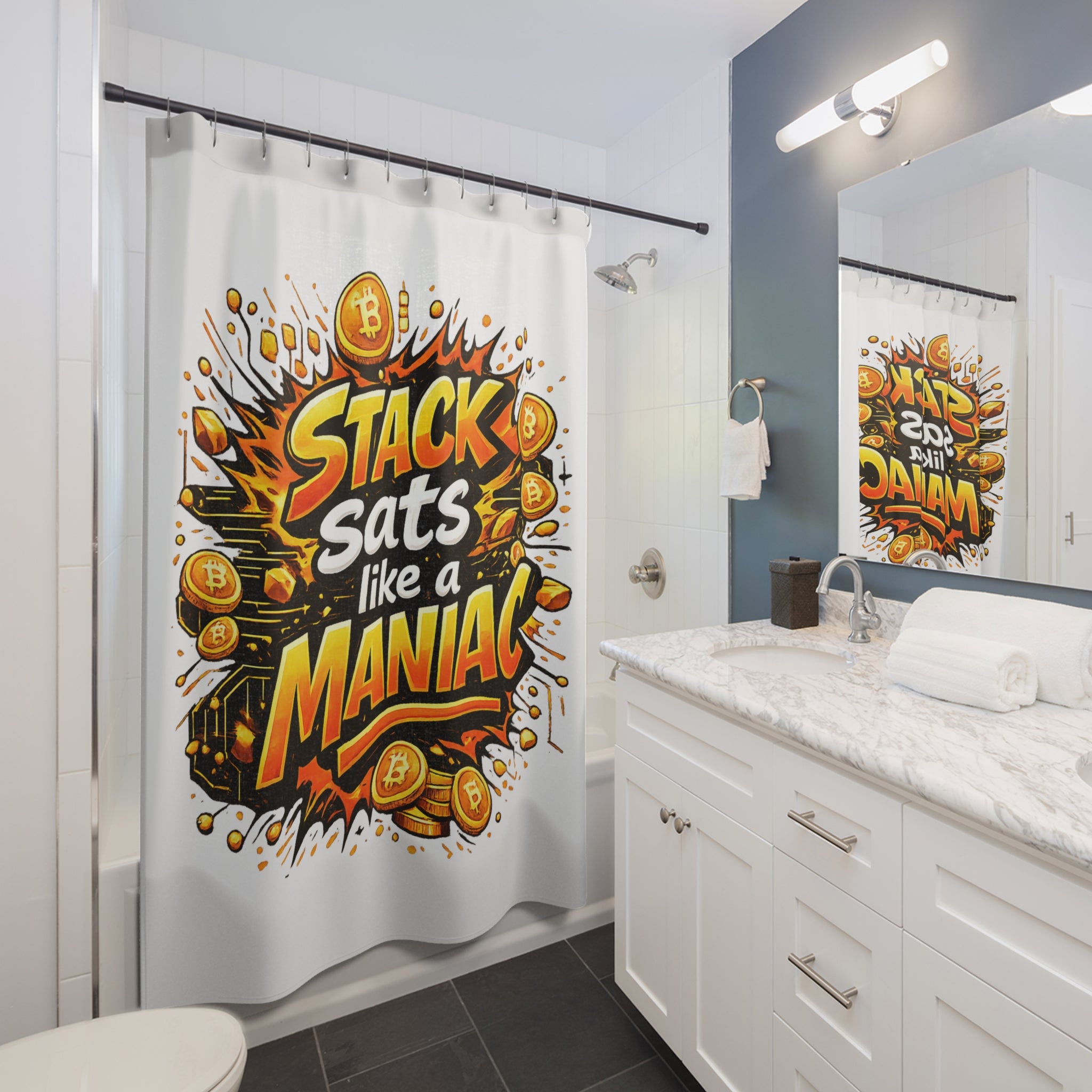 Stack Bitcoin like a Maniac Abstract Shower Curtains