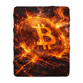 Flaming Bitcoin Sherpa Fleece Blanket