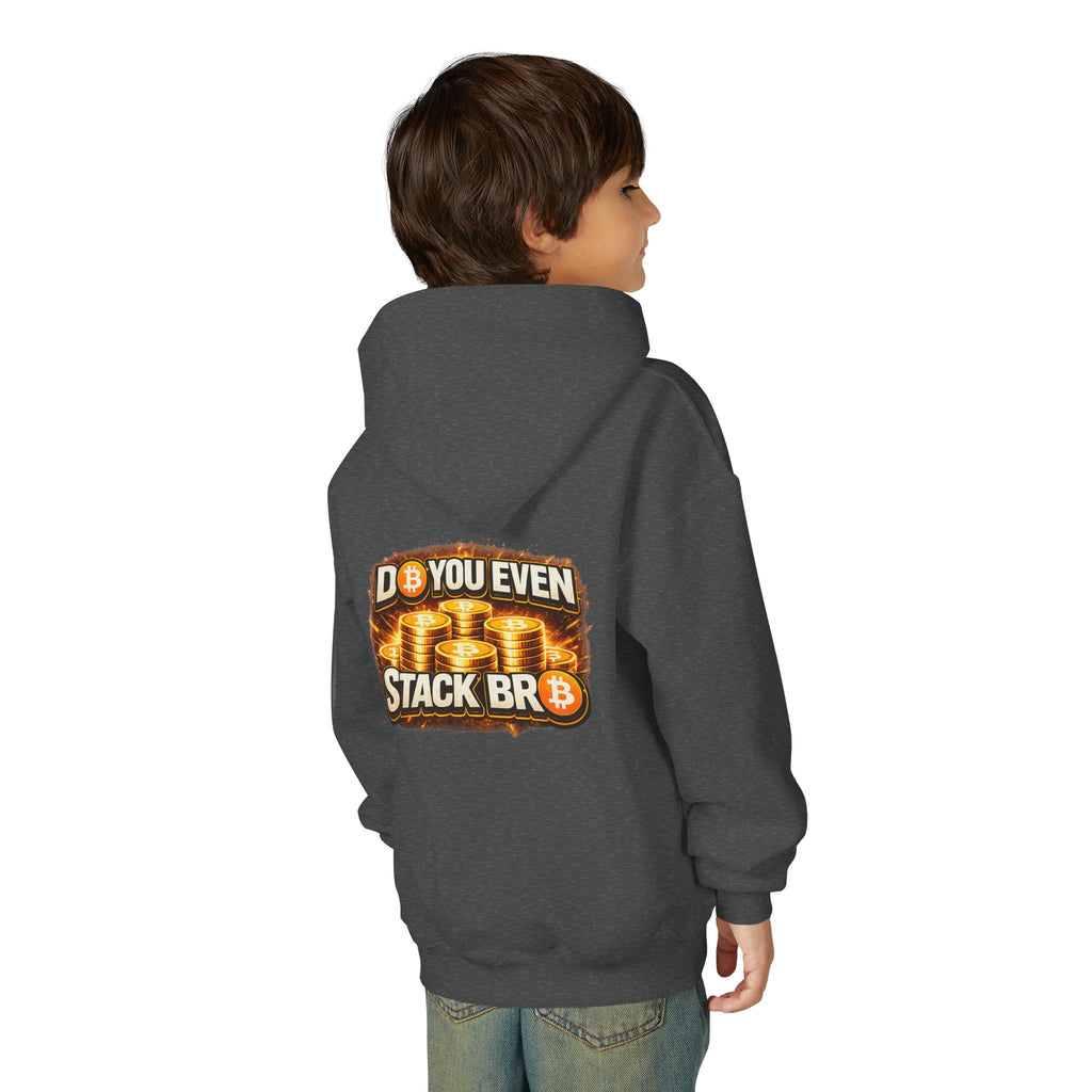 Bitcoin Logo Double Sided Youth Heavy Blend Hooded Sweatshirt