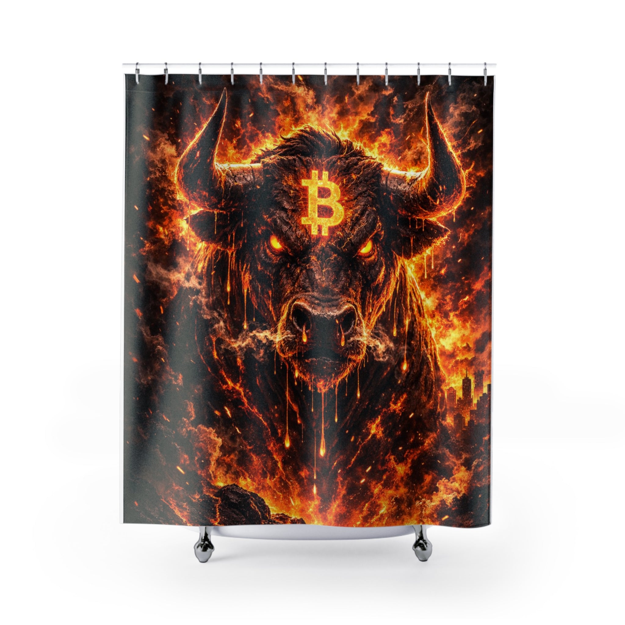 Bitcoin Bull Abstract Shower Curtains