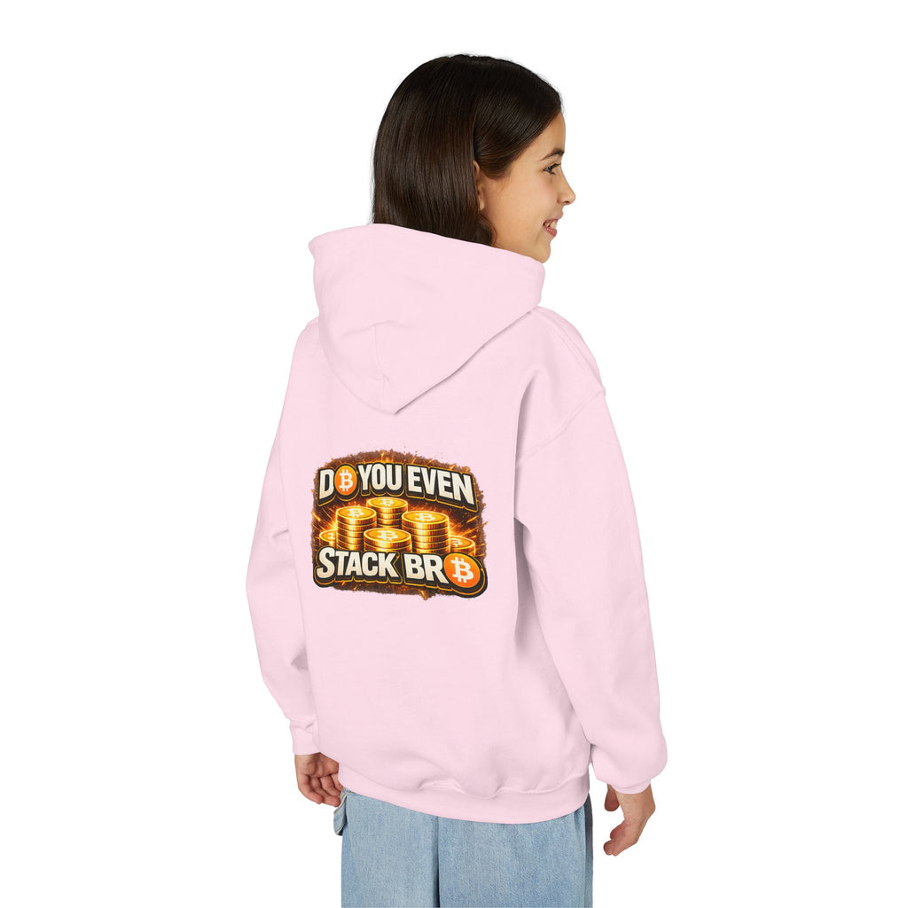 Bitcoin Logo Double Sided Youth Heavy Blend Hooded Sweatshirt