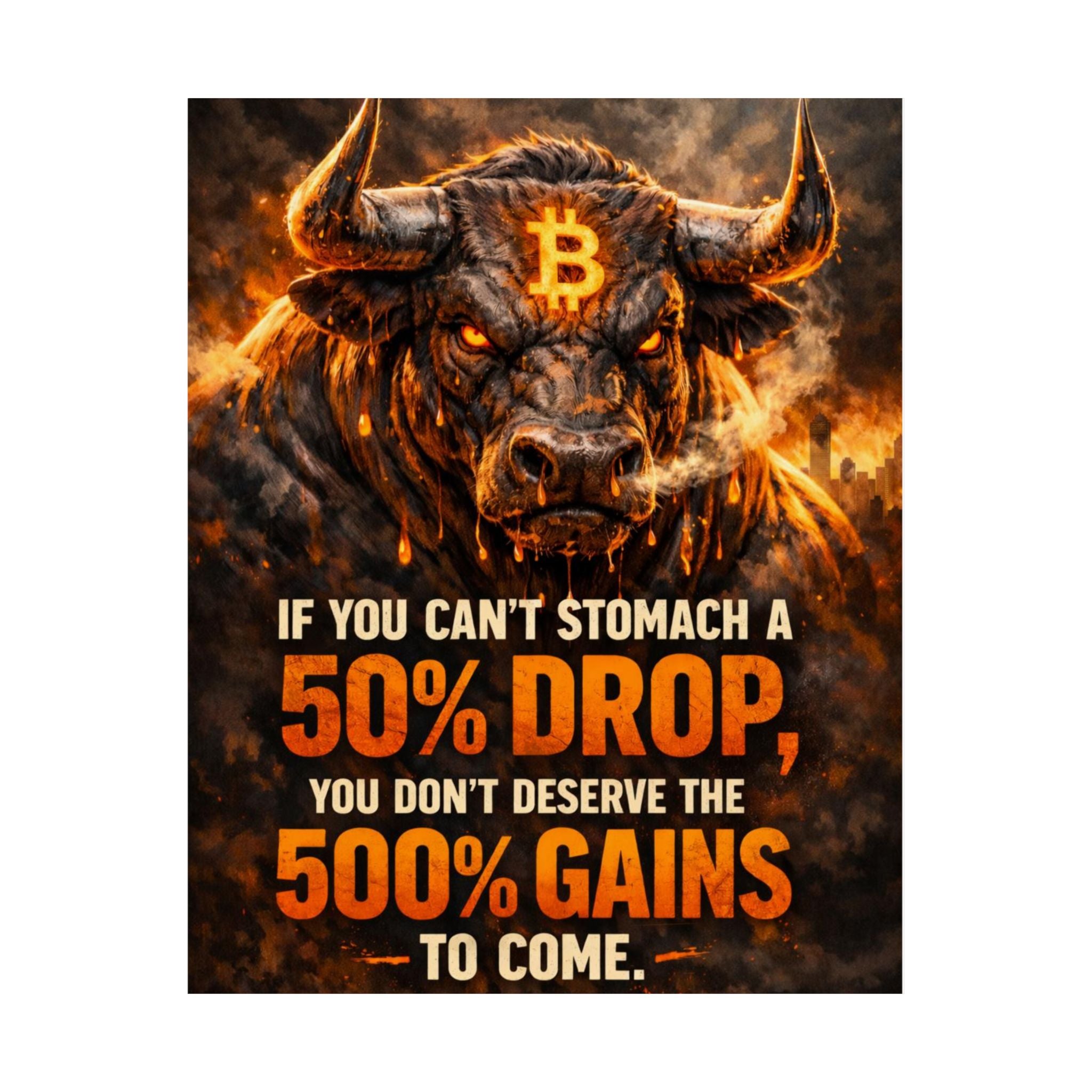 Bitcoin Bull Gains Matte Vertical Posters