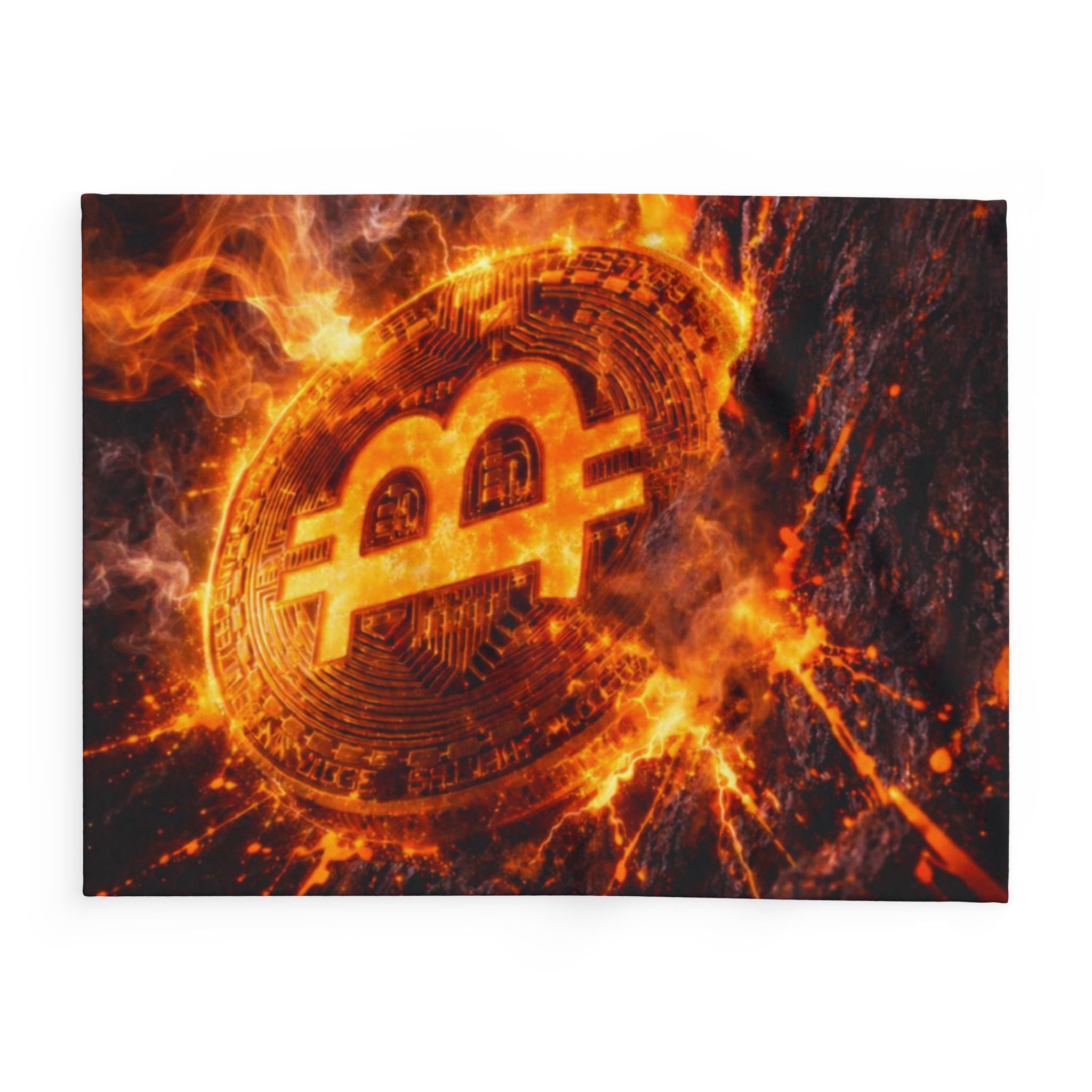 Flaming Bitcoin Arctic Fleece Blanket