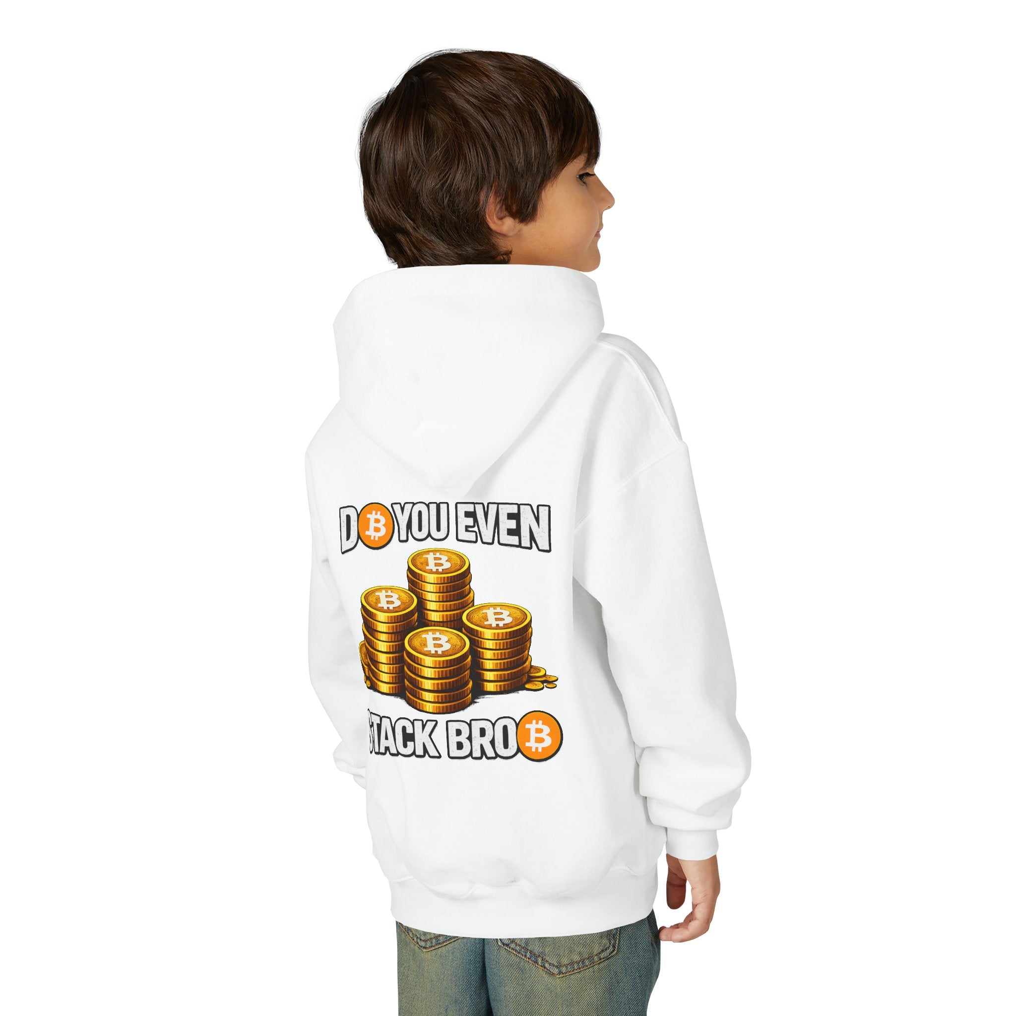 Bitcoin Double Sided Youth Heavy Blend Hooded Sweatshirt