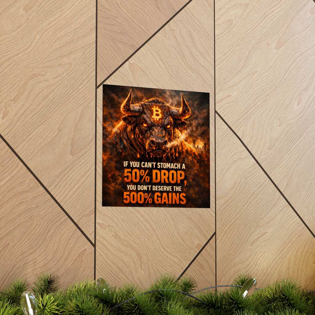 Bitcoin Bull Gains Matte Vertical Posters