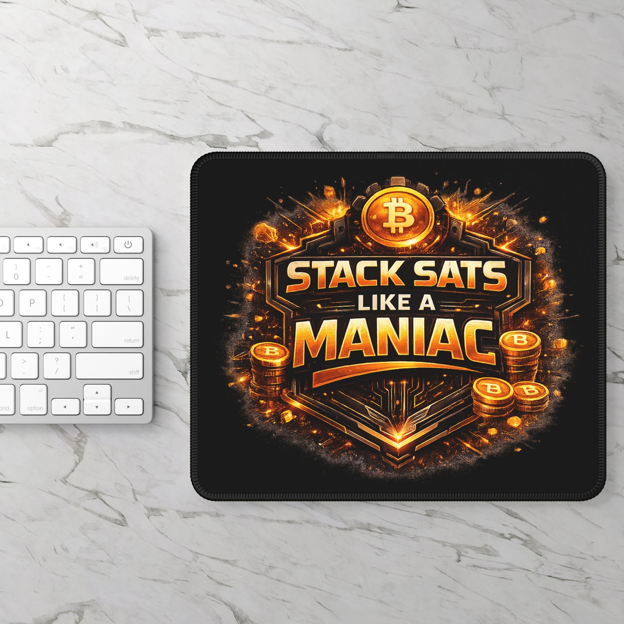 Stack Sats like a Maniac Emblem Gaming Mouse Pad