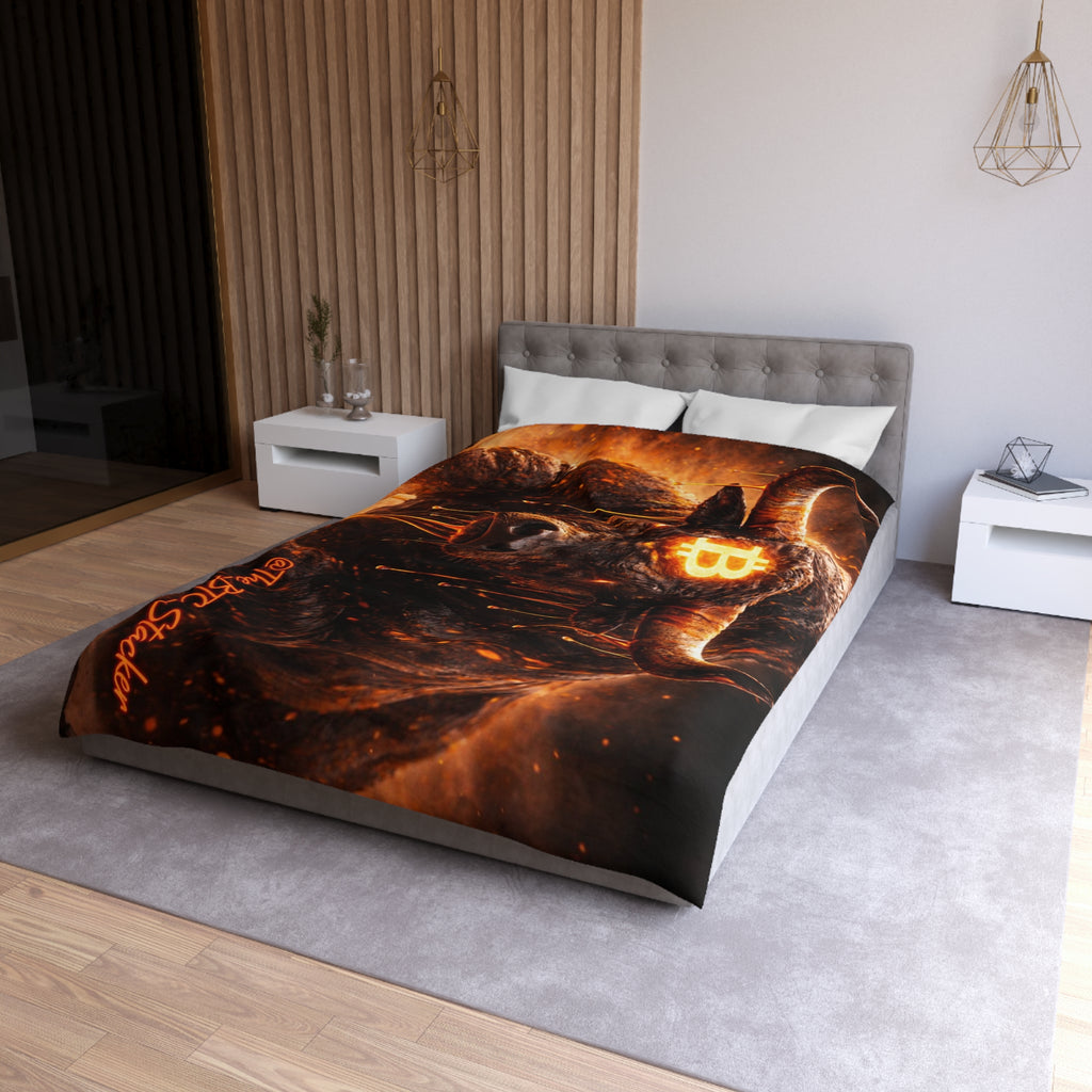 Bitcoin Bull Orange Eyes Microfiber Duvet Cover