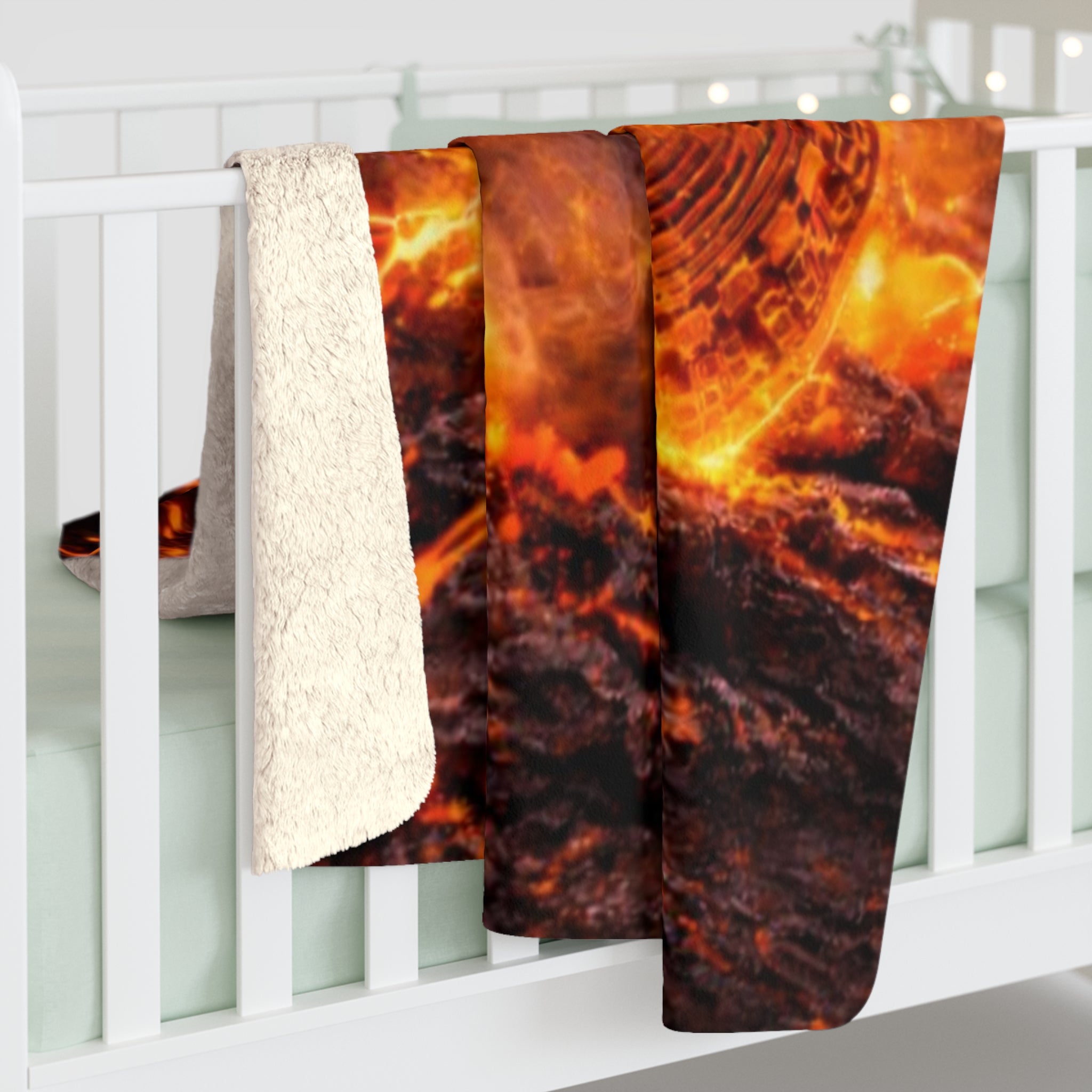 Flaming Bitcoin Sherpa Fleece Blanket