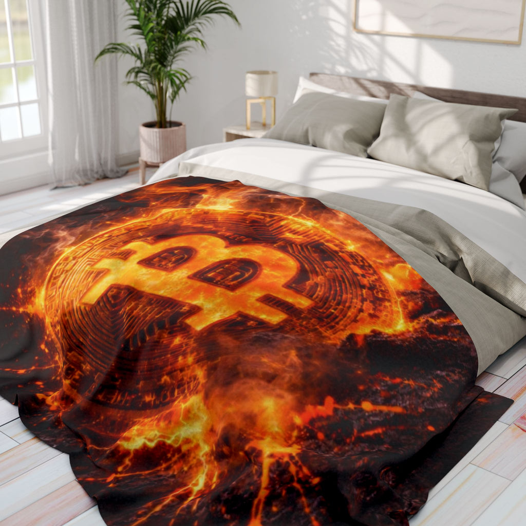 Flaming Bitcoin Arctic Fleece Blanket