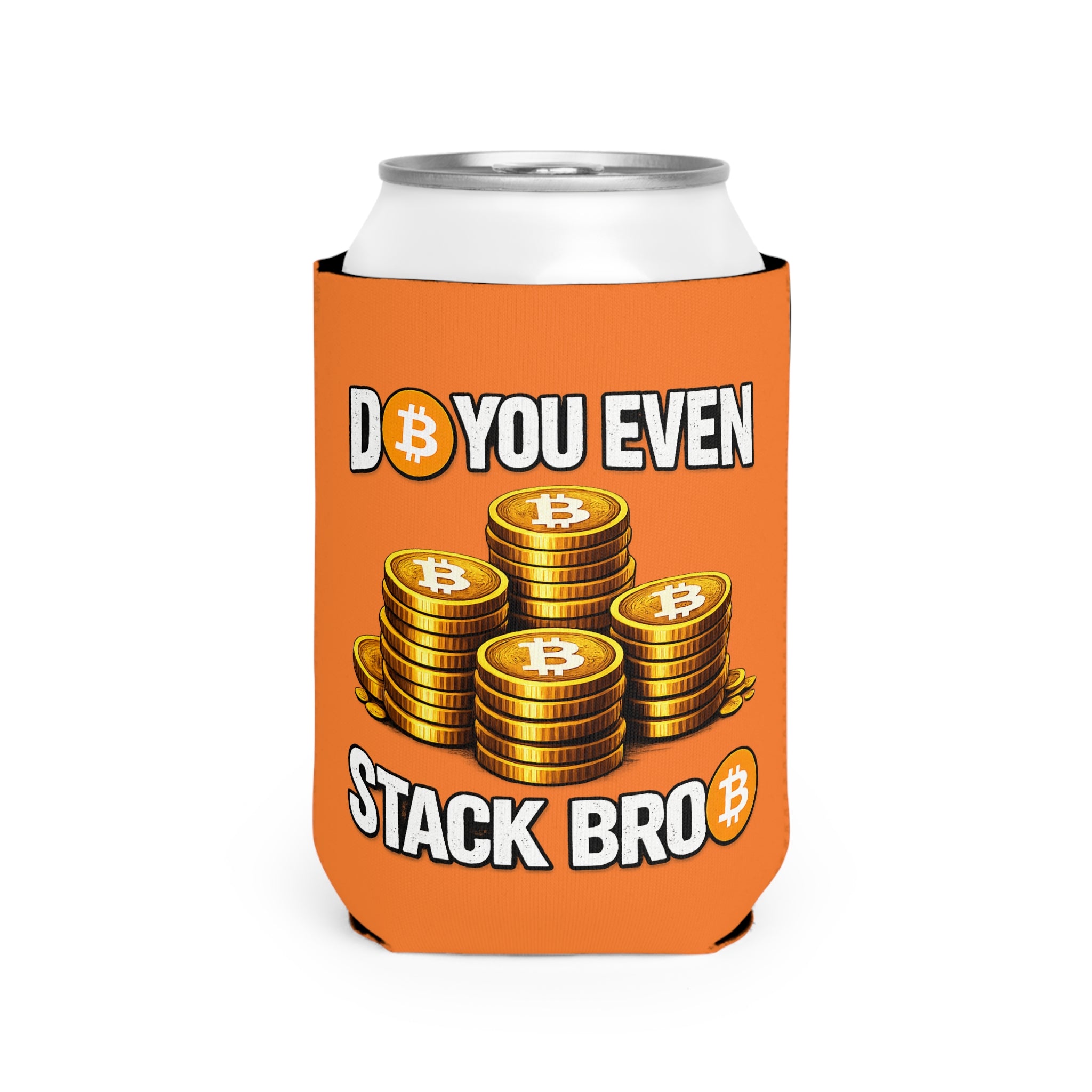Orange Do You Even Stack Bro Can Cooler Sleeve