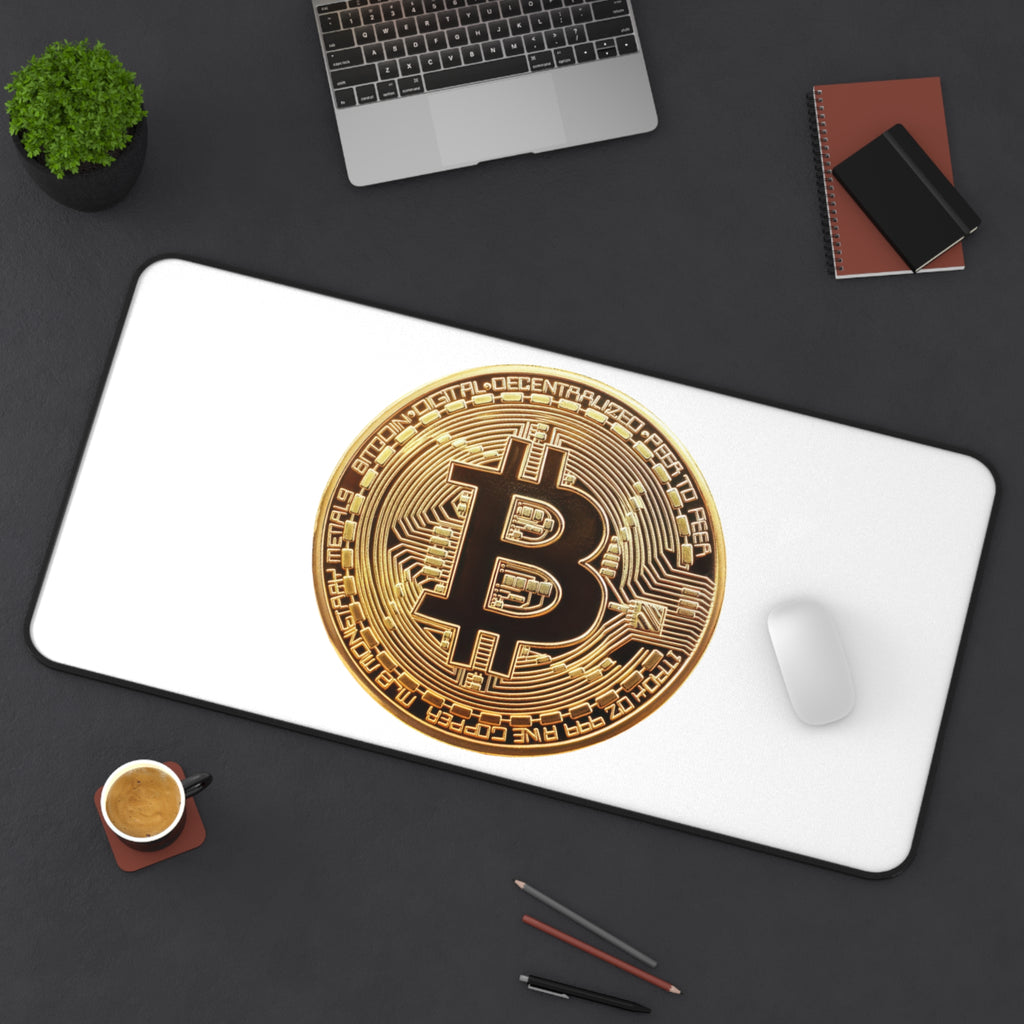 Bitcoin White Desk Mat