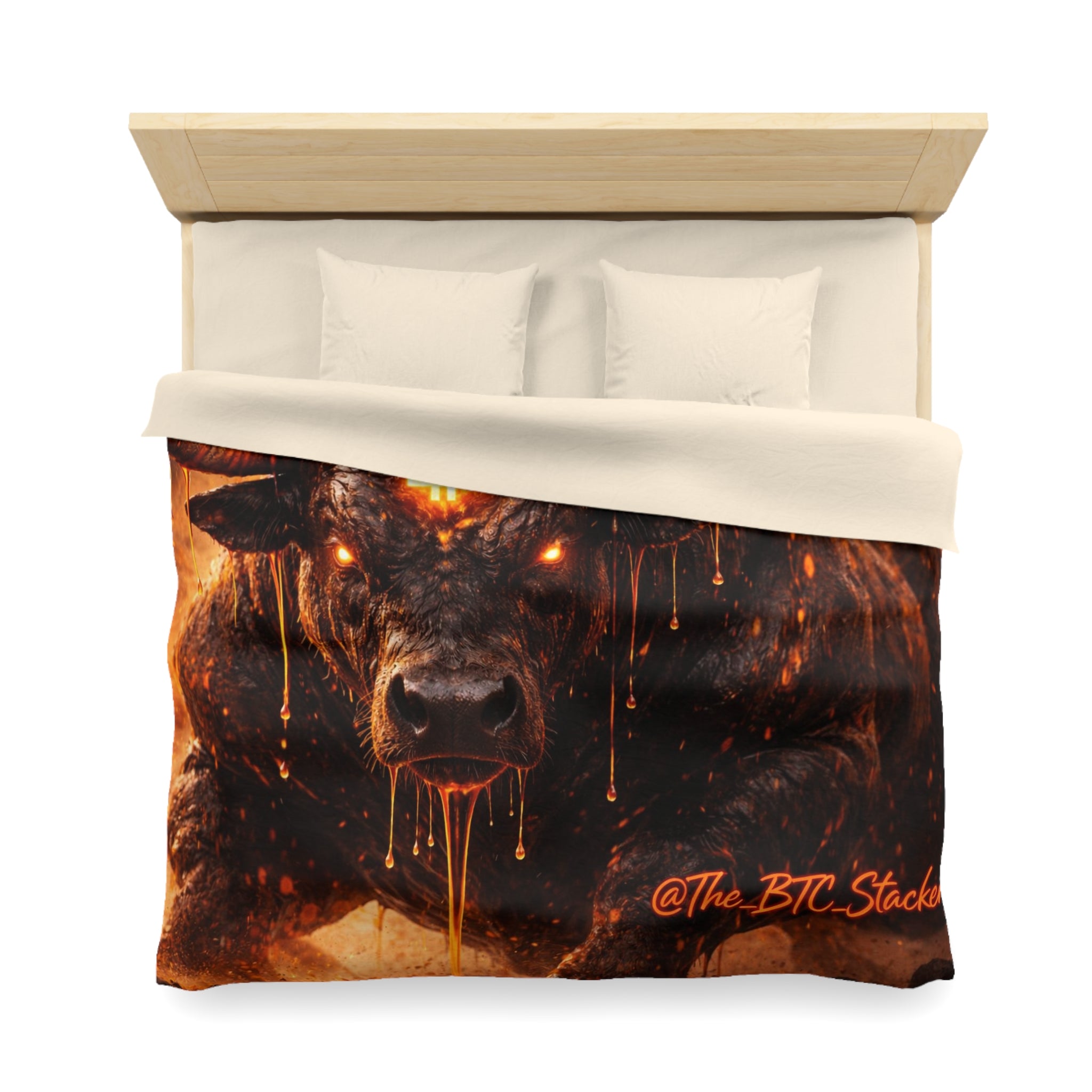Bitcoin Bull Orange Eyes Microfiber Duvet Cover