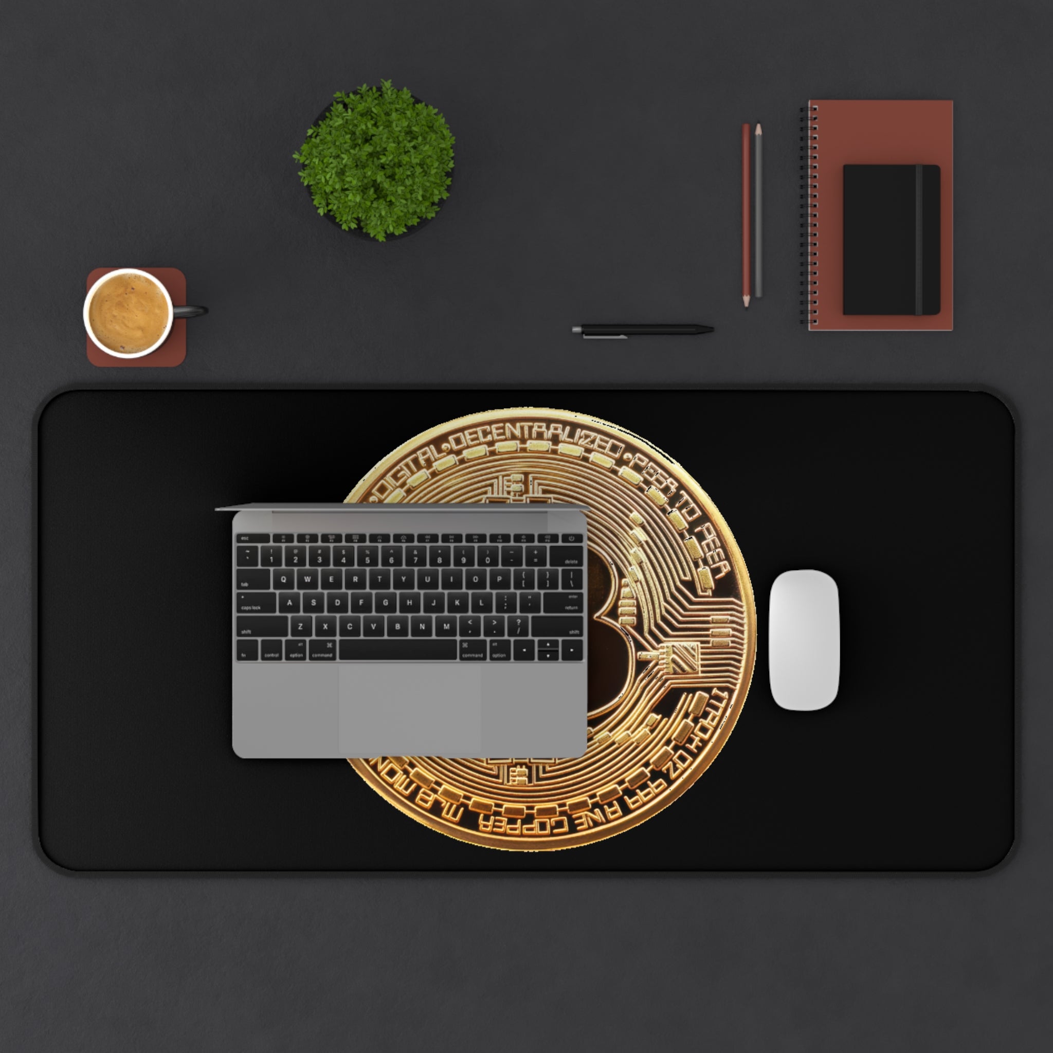 Bitcoin Black Desk Mat