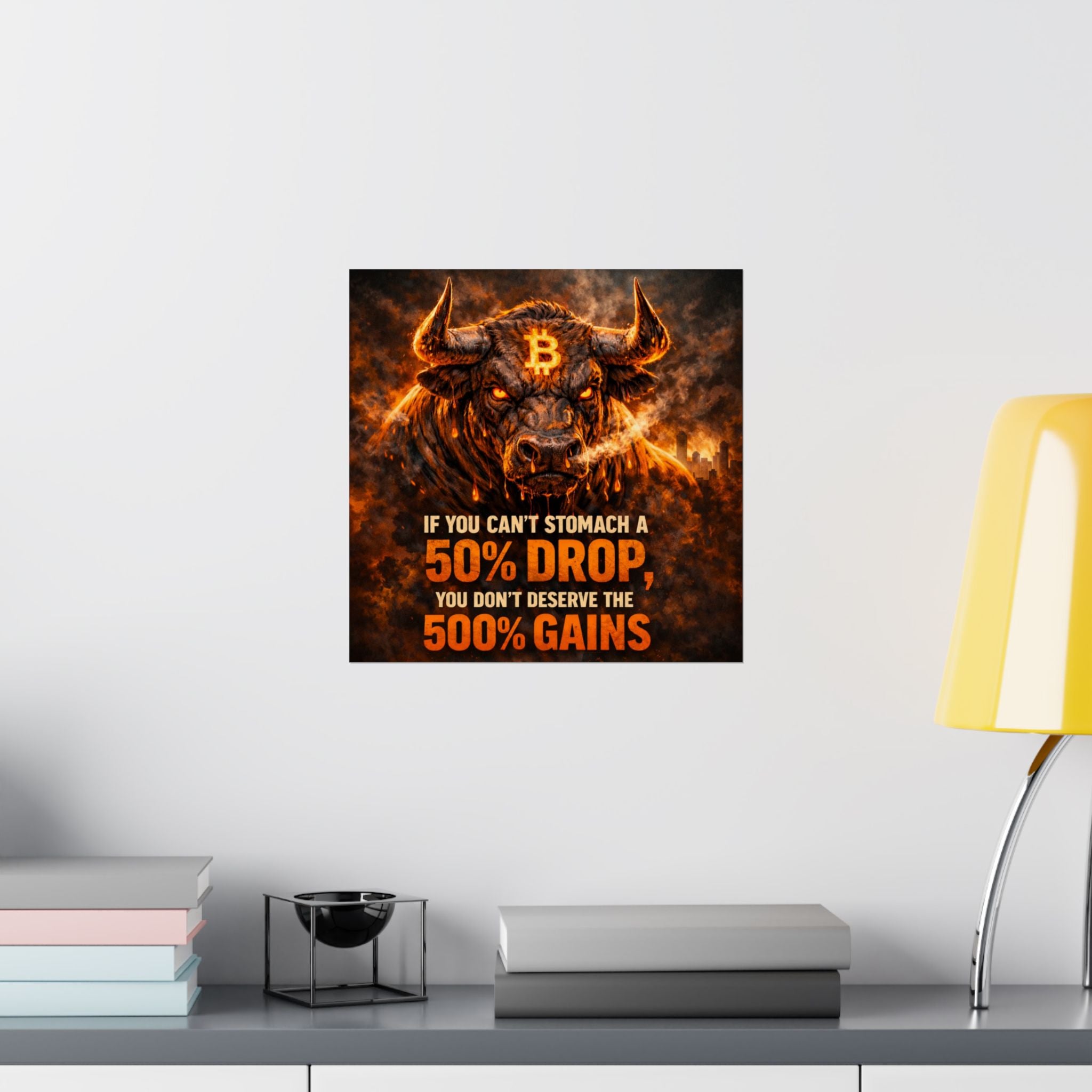 Bitcoin Bull Gains Matte Vertical Posters