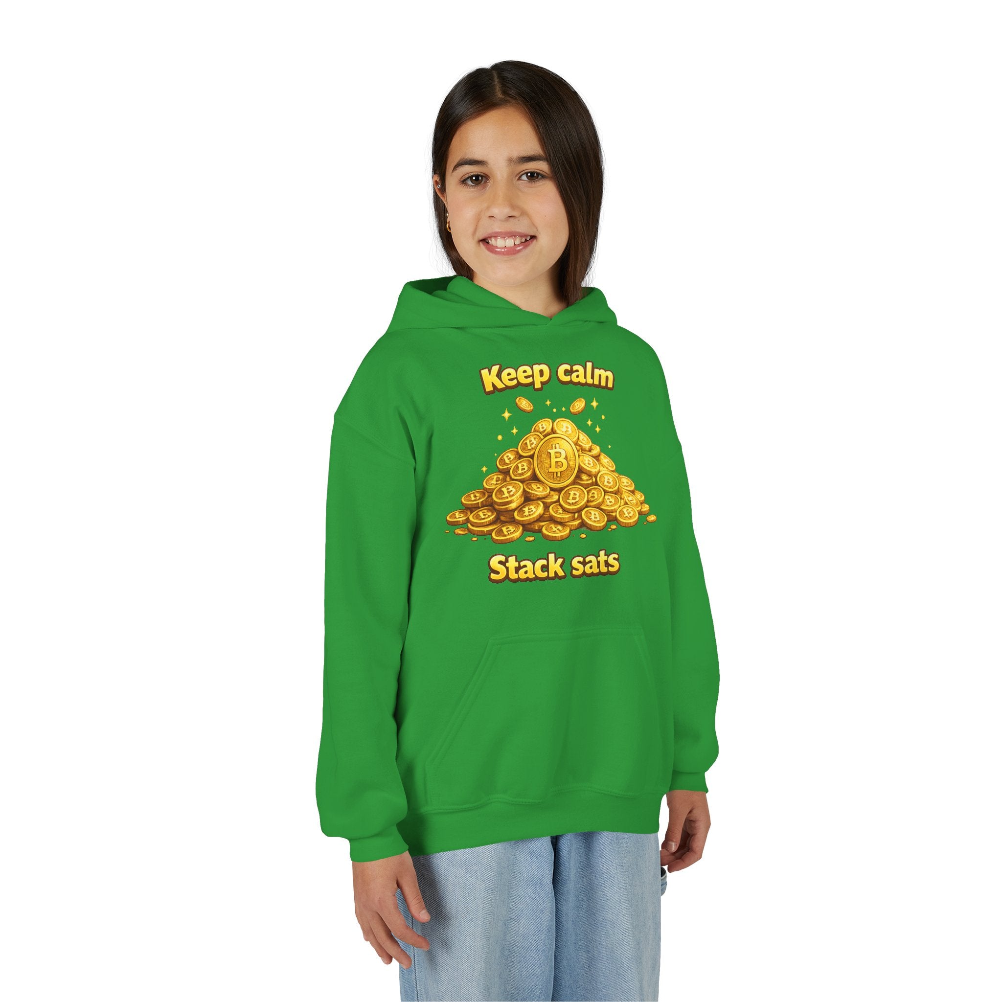 Keep Calm Stack Sats Youth Heavy Blend Hooded Sweatshirt