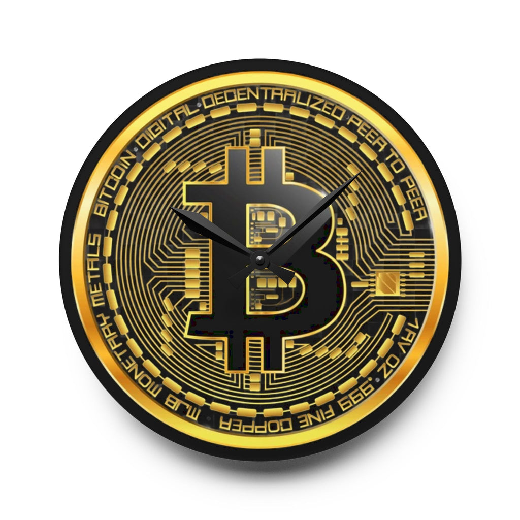 Bitcoin Black Background Acrylic Wall Clock