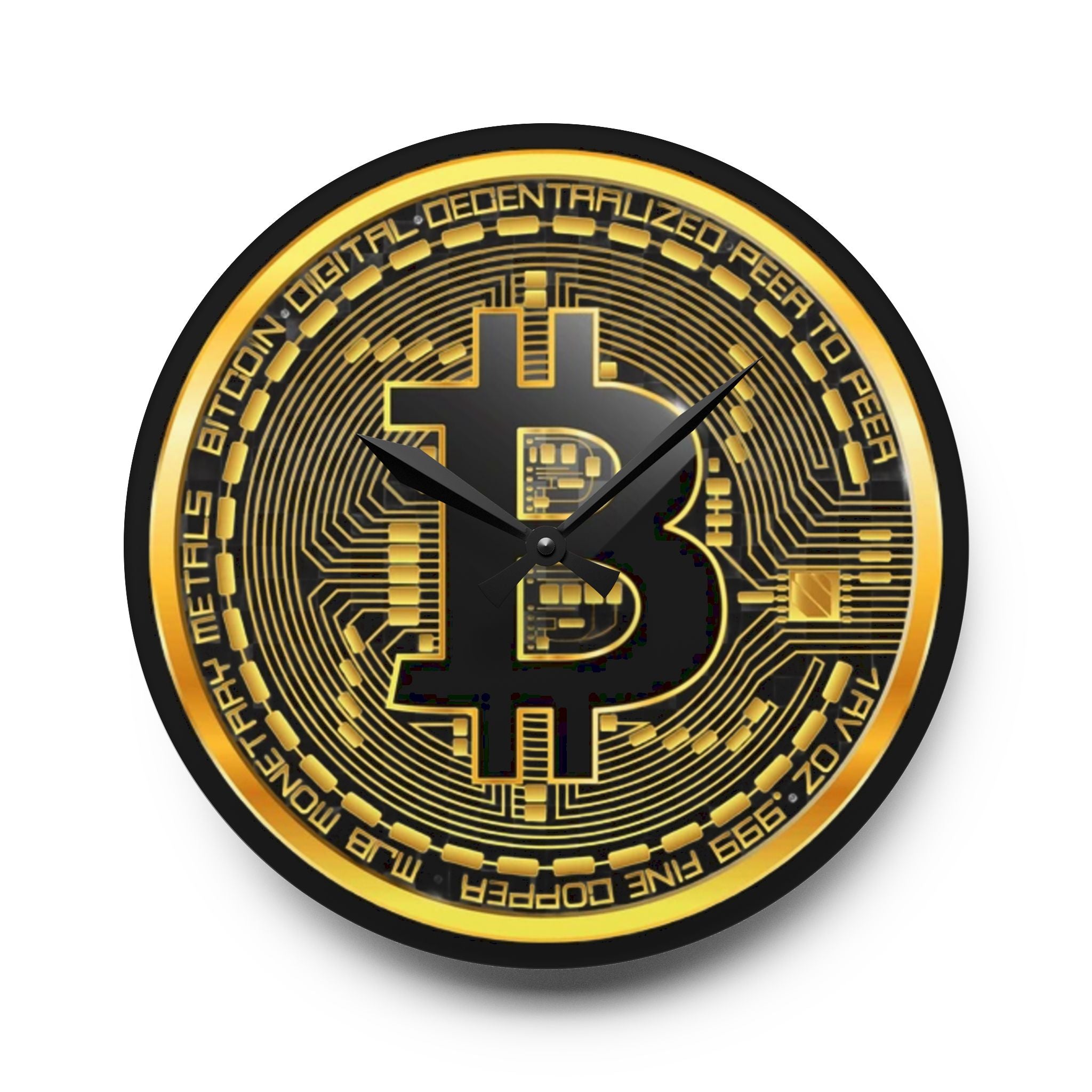 Bitcoin Black Background Acrylic Wall Clock