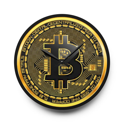 Bitcoin Black Background Acrylic Wall Clock