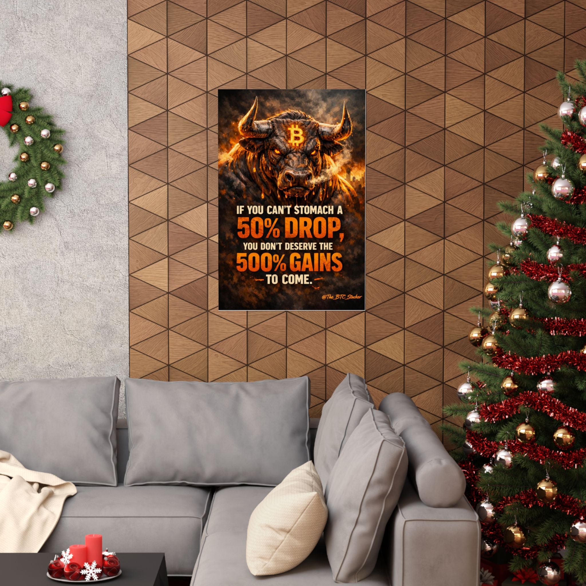 Bitcoin Bull Gains Matte Vertical Posters
