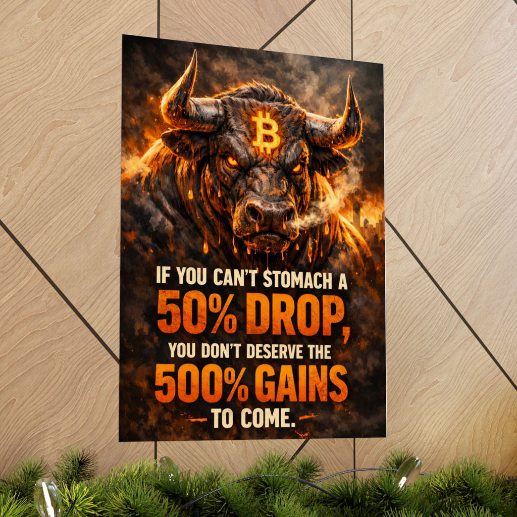 Bitcoin Bull Gains Matte Vertical Posters