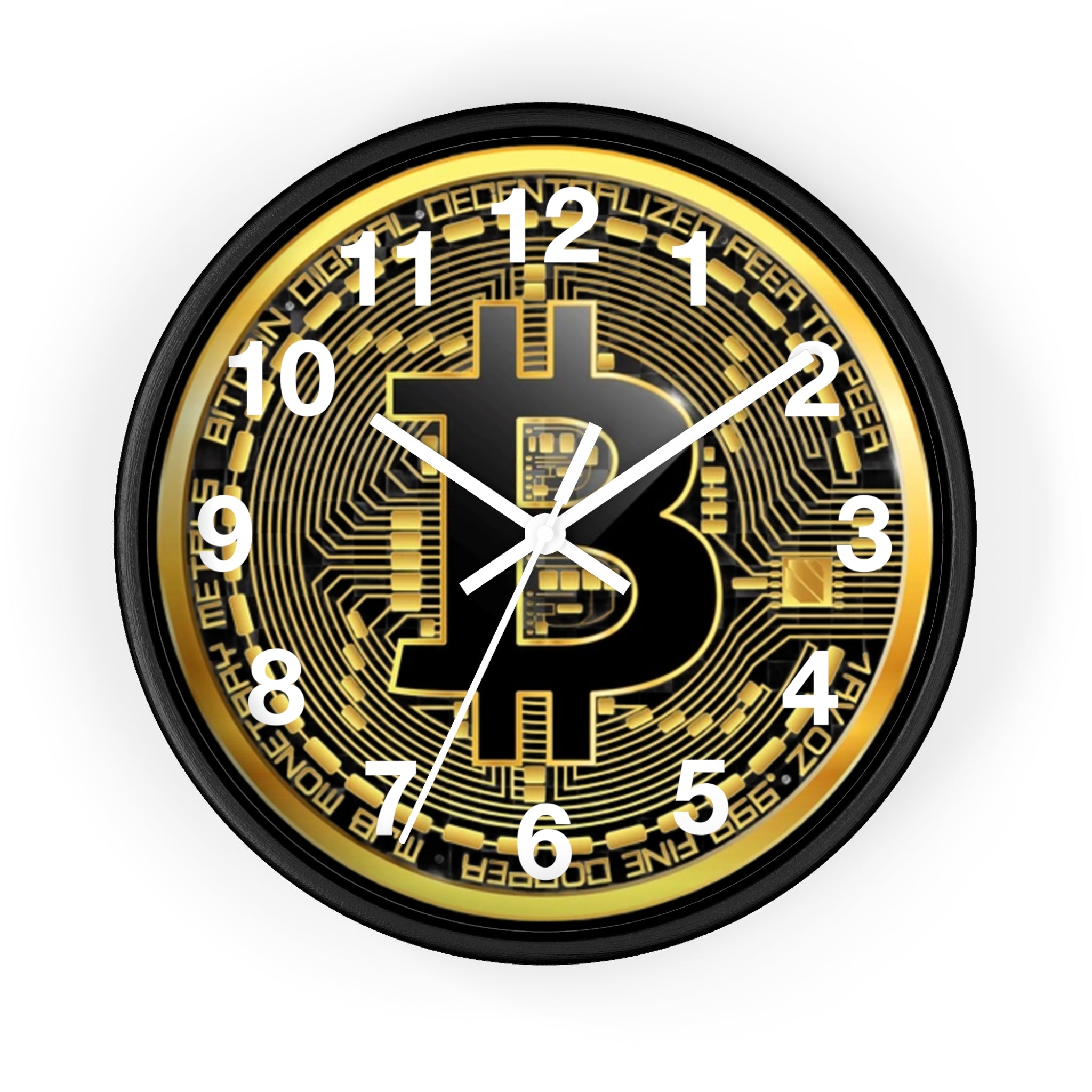 Black Bitcoin Abstract Wall Clock