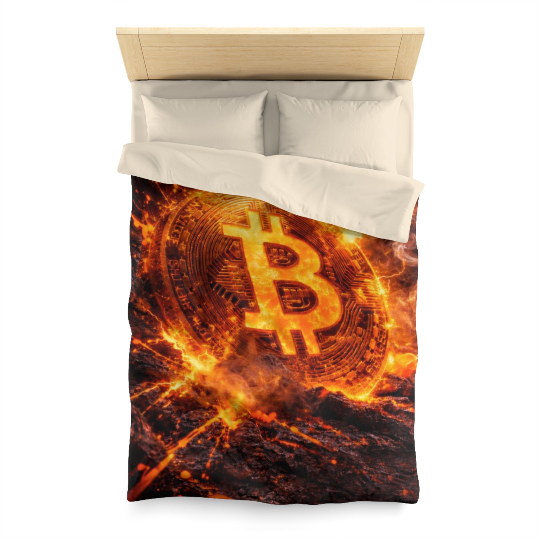 Flaming Bitcoin Microfiber Duvet Cover
