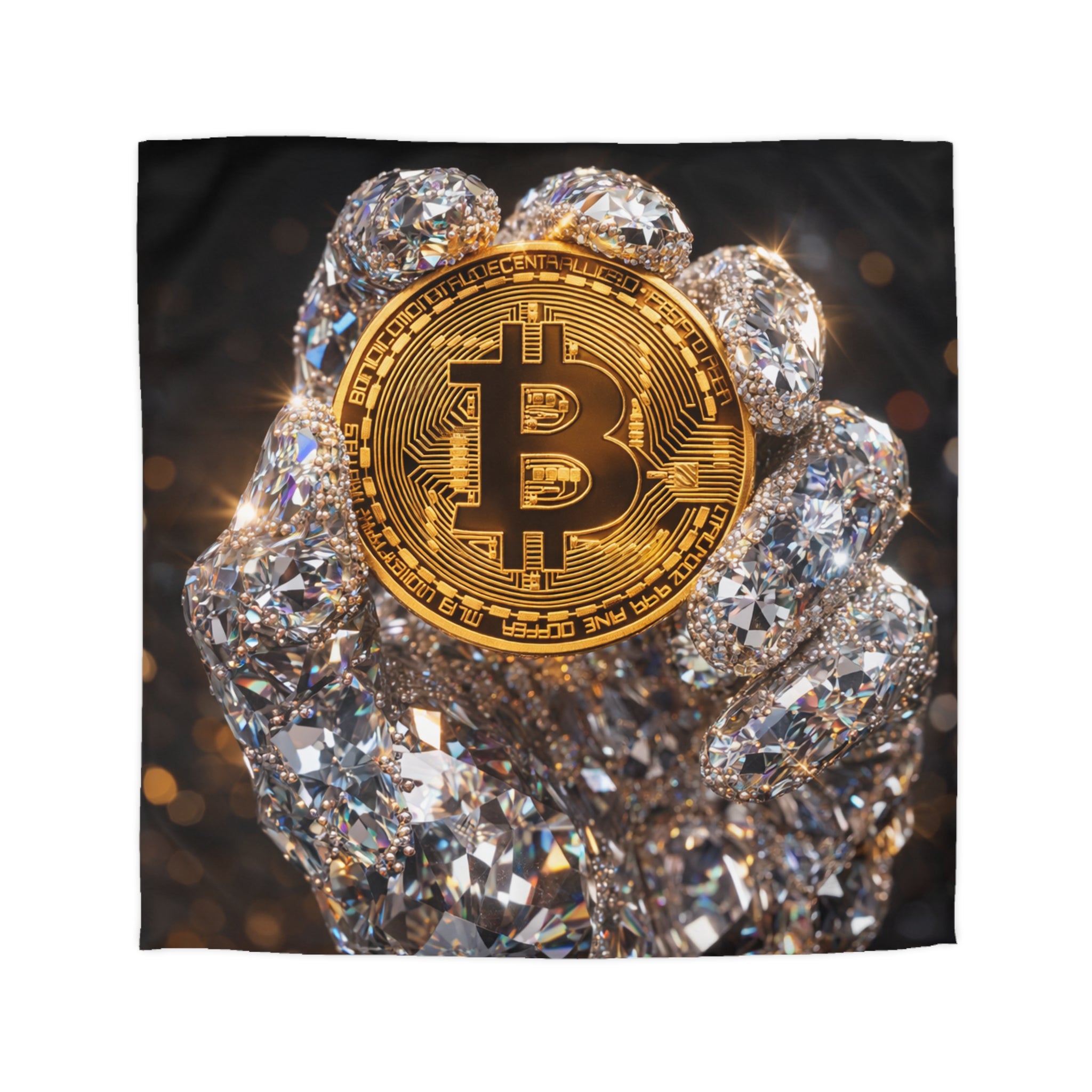 Diamond Hand Bitcoin Microfiber Duvet Cover