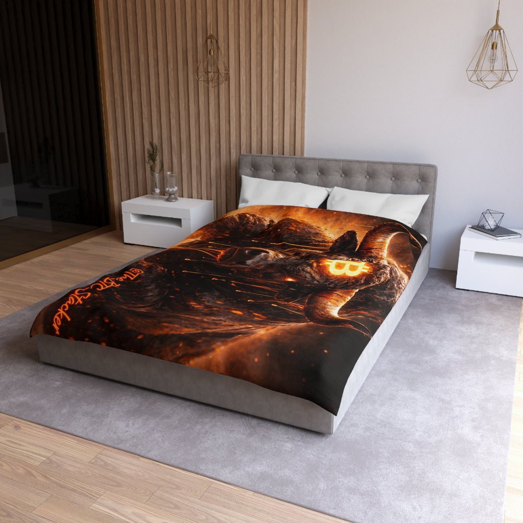 Bitcoin Bull Orange Eyes Microfiber Duvet Cover
